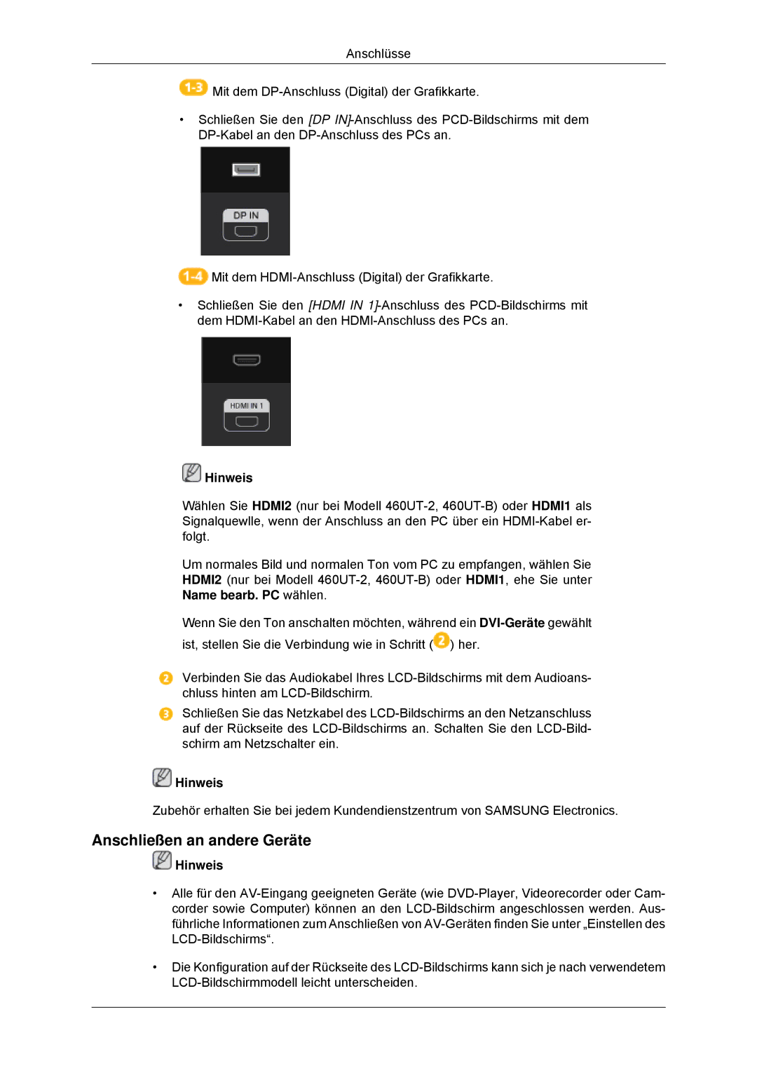 Samsung LH46CKTLBB/EN, LH46CBTLBB/EN, LH46CBQLBB/EN, LH46CKPLBB/EN manual Anschließen an andere Geräte, Name bearb. PC wählen 