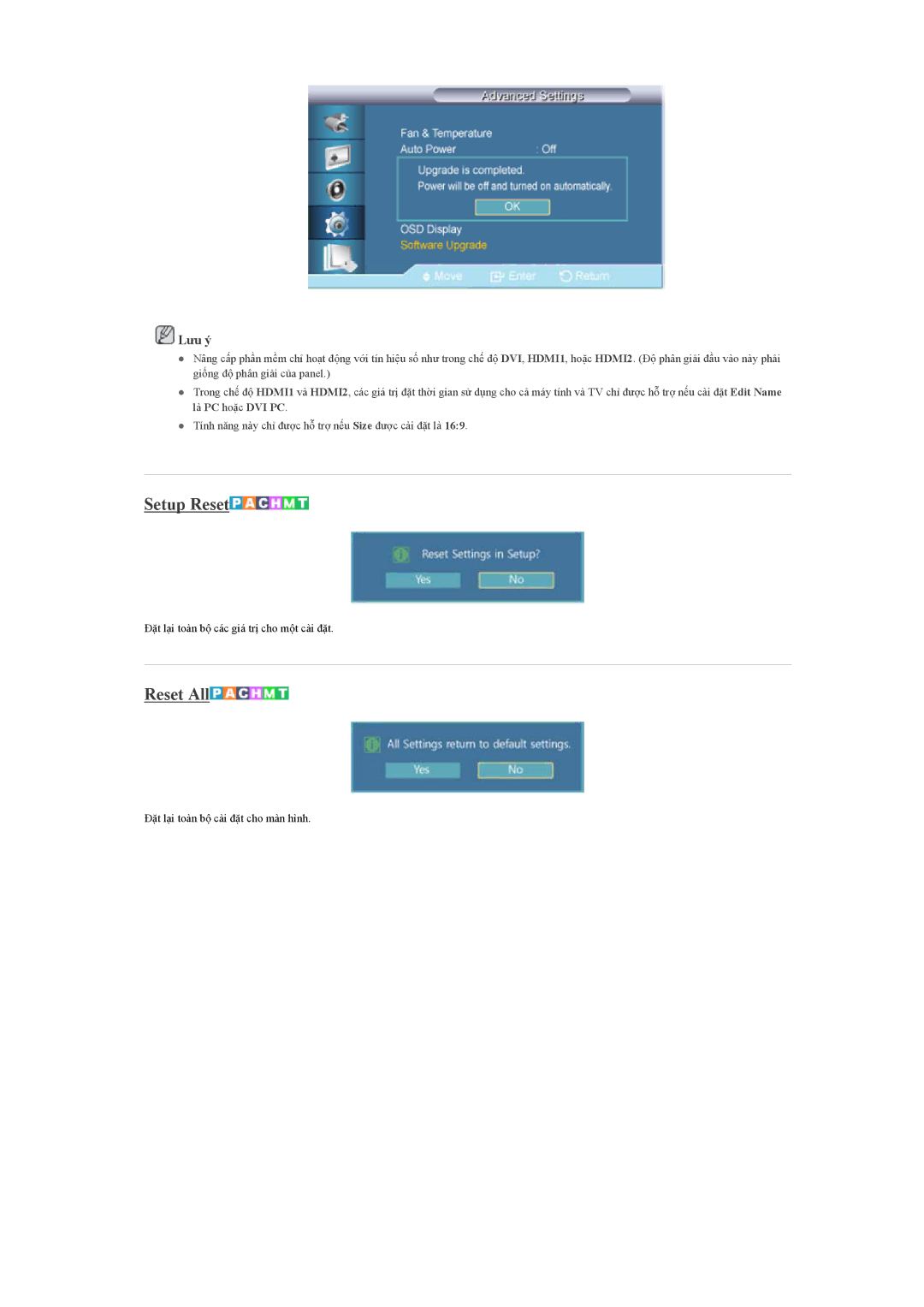 Samsung LH46CBTLBB/XV, LH46CKQLBB/EN, LH46CBSLBB/XY, LH46CBULBB/XY, LH46CKSLBB/XY, LH46CBQLBB/XY manual Setup Reset, Reset All 