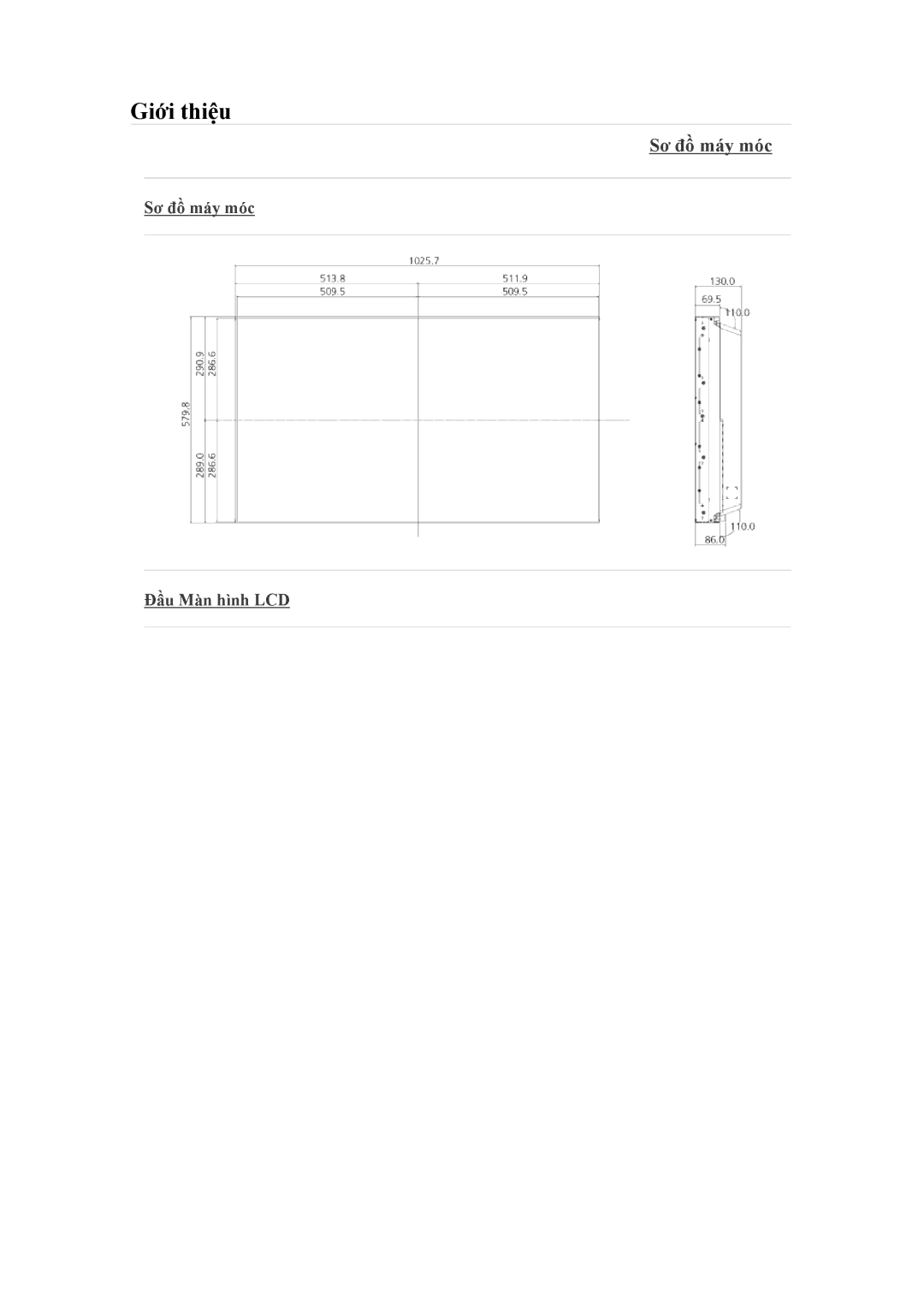 Samsung LH46CBQLBB/XS, LH46CKQLBB/EN, LH46CBSLBB/XY, LH46CBULBB/XY, LH46CKSLBB/XY manual Sơ đồ máy móc Đầu Màn hình LCD 