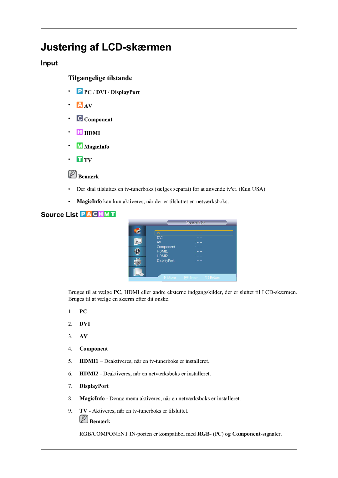 Samsung LH55CPPLBB/EN, LH46CPPLBB/EN manual Input, Source List 