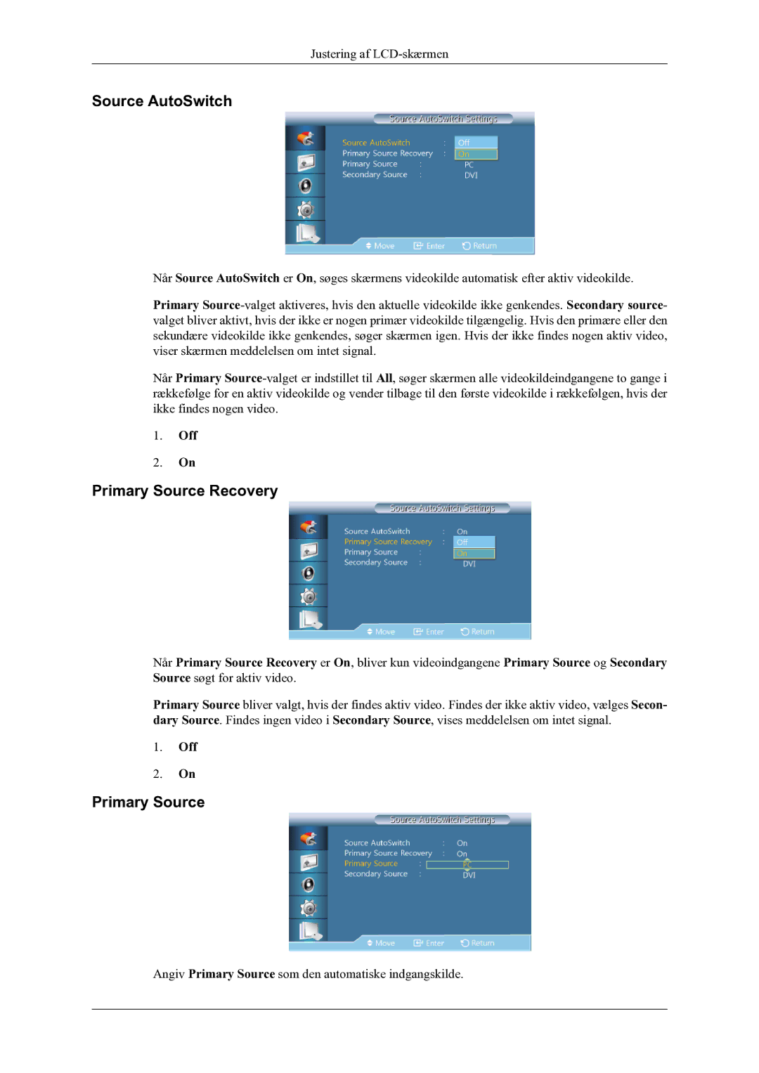 Samsung LH55CPPLBB/EN, LH46CPPLBB/EN manual Source AutoSwitch, Primary Source Recovery 