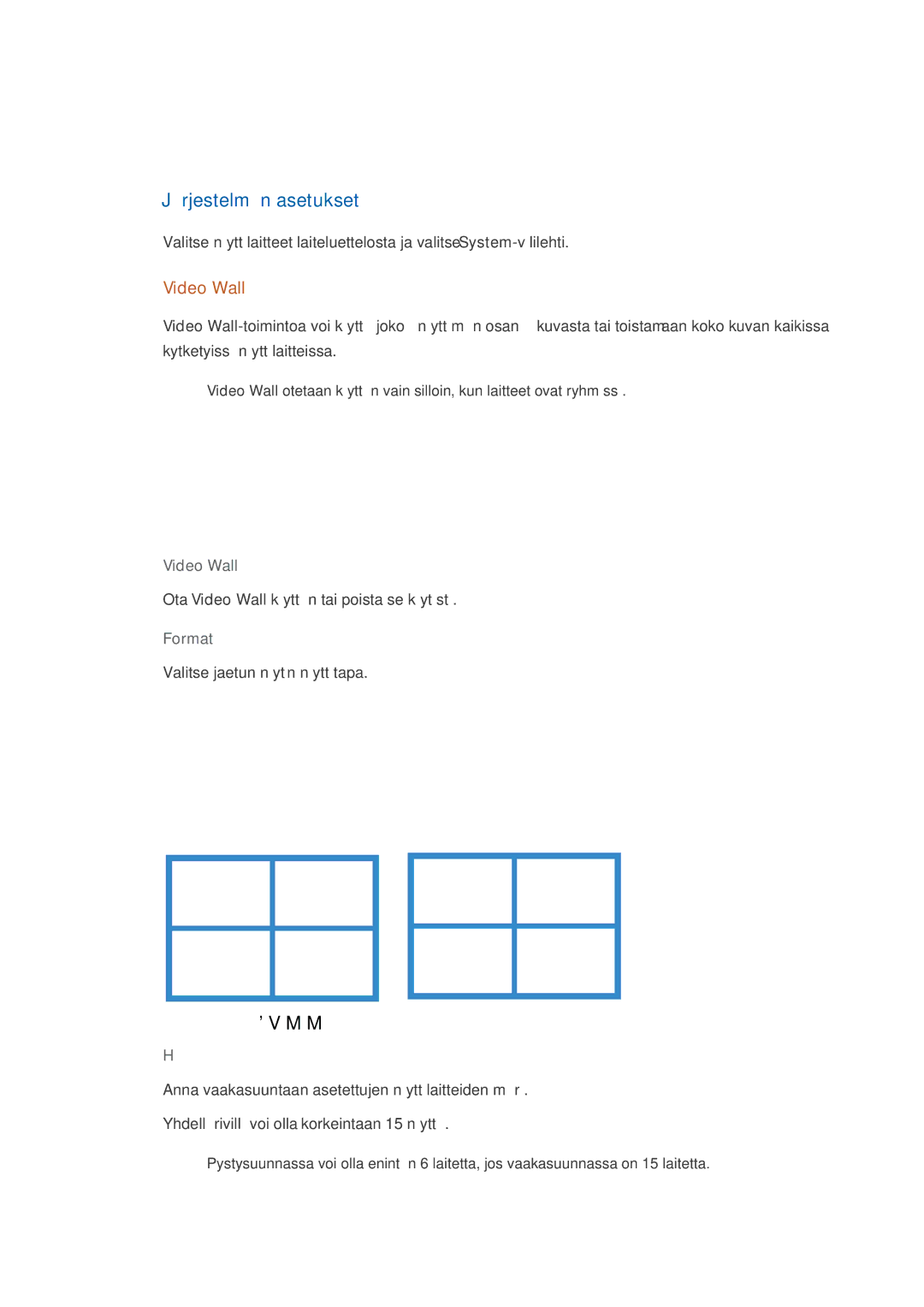 Samsung LH46CPPLBB/EN, LH55CPPLBB/EN manual Järjestelmän asetukset, Video Wall, Format 