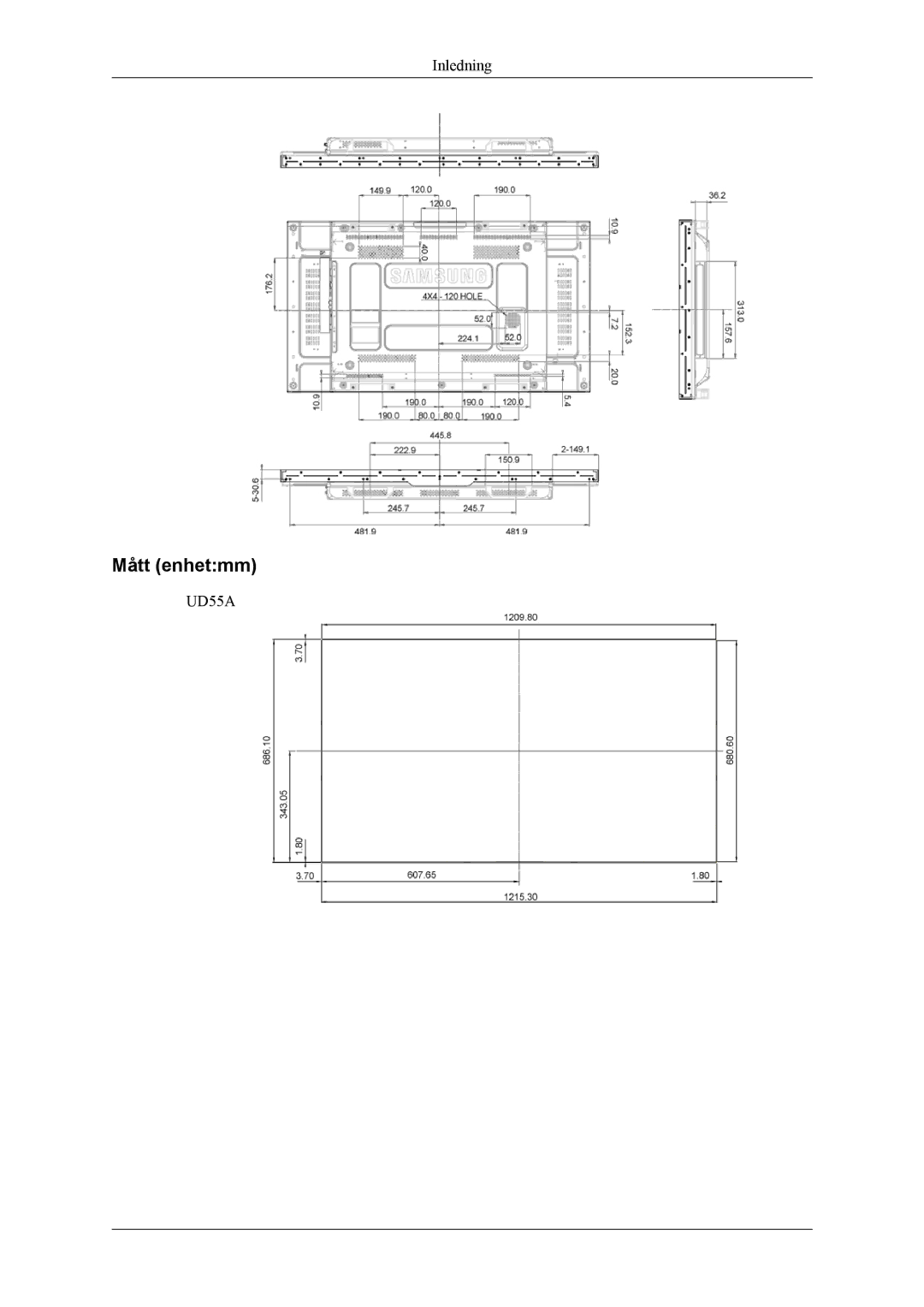 Samsung LH55CPPLBB/EN, LH46CPPLBB/EN manual UD55A 