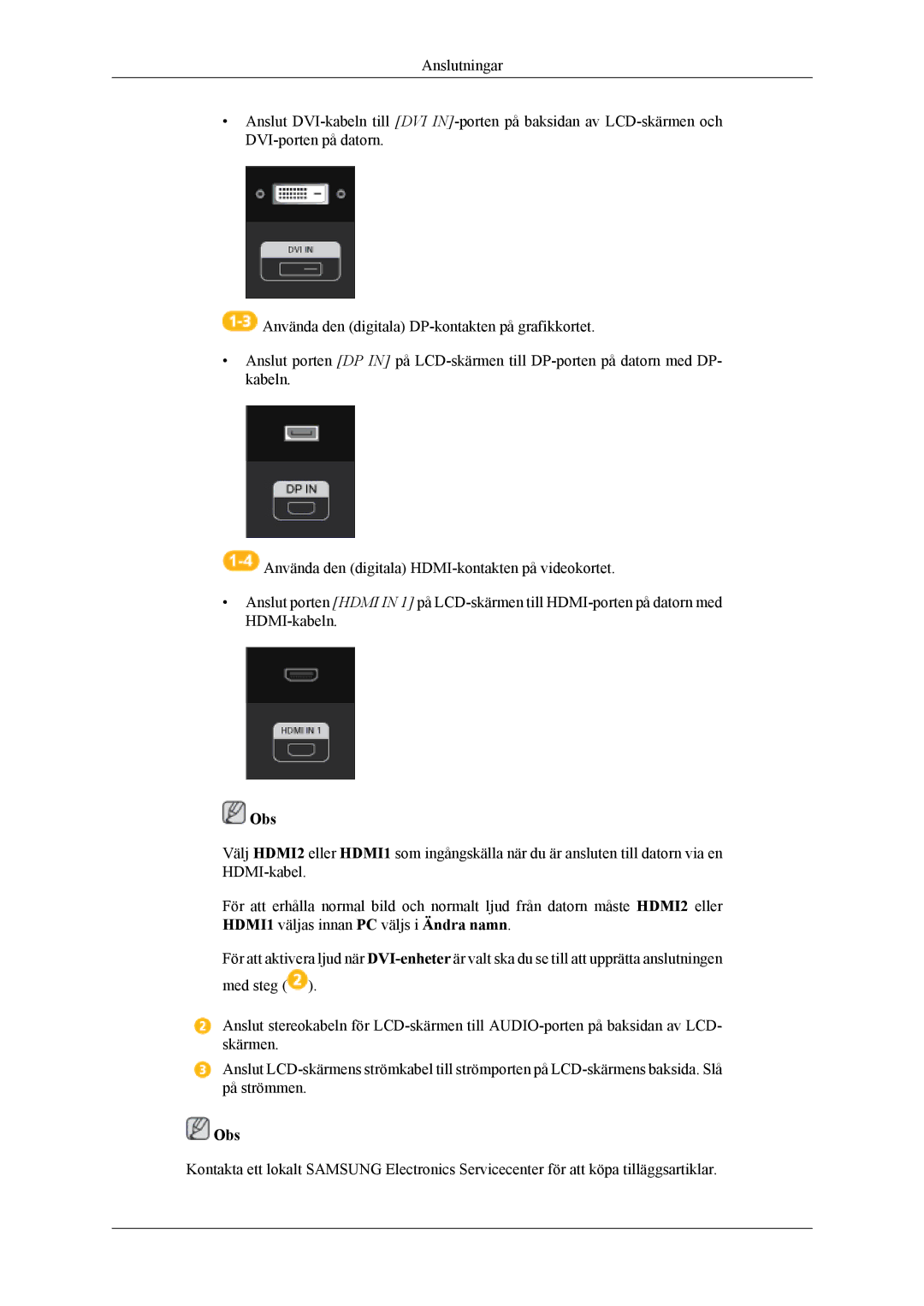 Samsung LH55CPPLBB/EN, LH46CPPLBB/EN manual Obs 