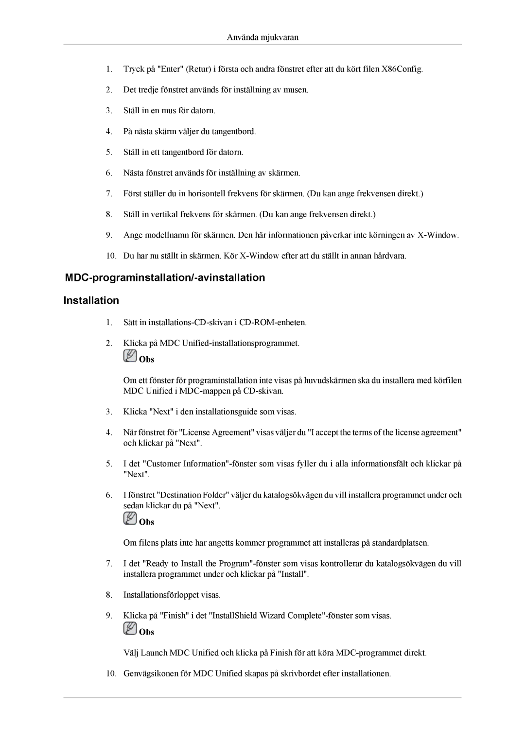 Samsung LH46CPPLBB/EN, LH55CPPLBB/EN manual MDC-programinstallation/-avinstallation Installation 