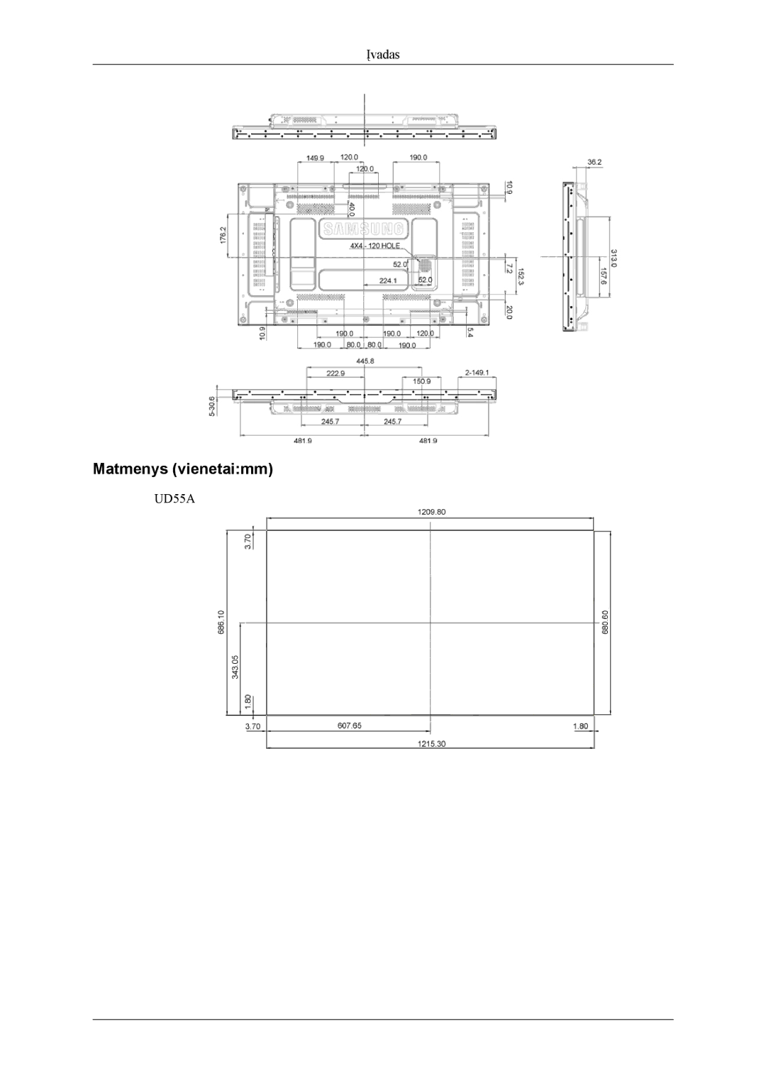 Samsung LH55CPPLBB/EN, LH46CPPLBB/EN manual UD55A 