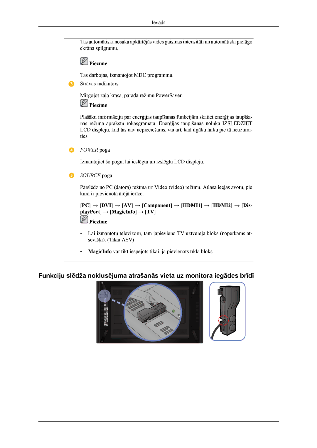 Samsung LH55CPPLBB/EN, LH46CPPLBB/EN manual Power poga 