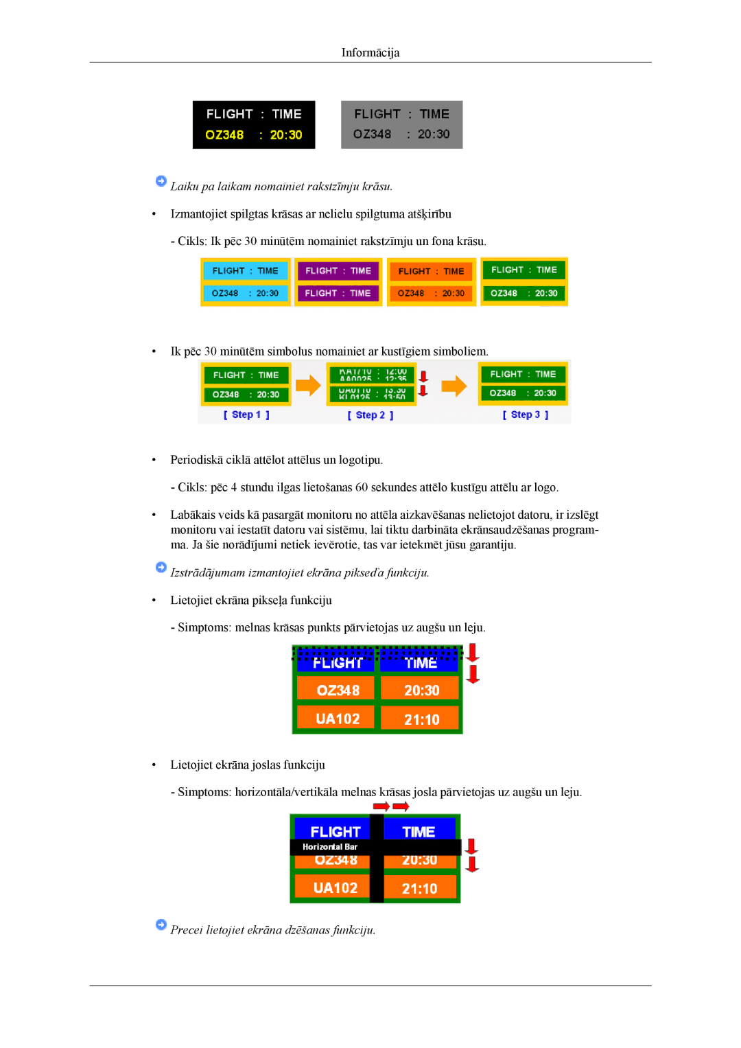 Samsung LH46CPPLBB/EN, LH55CPPLBB/EN manual Laiku pa laikam nomainiet rakstzīmju krāsu 