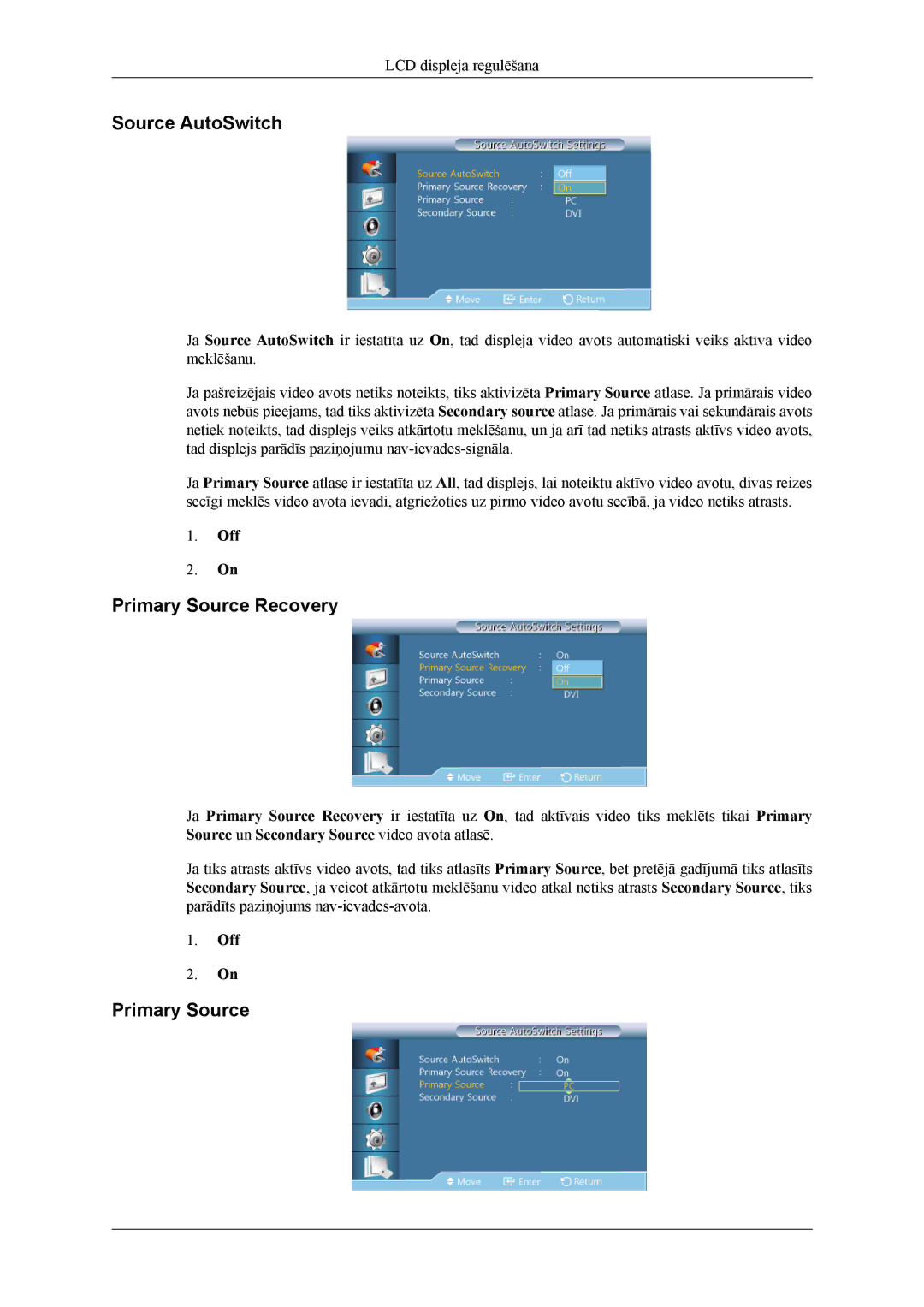 Samsung LH46CPPLBB/EN, LH55CPPLBB/EN manual Source AutoSwitch, Primary Source Recovery 