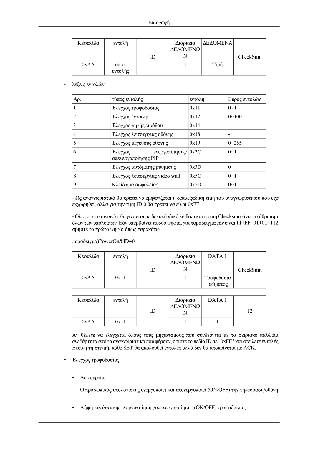 Samsung LH46CPPLBB/EN, LH55CPPLBB/EN manual Δεδομενω Data 