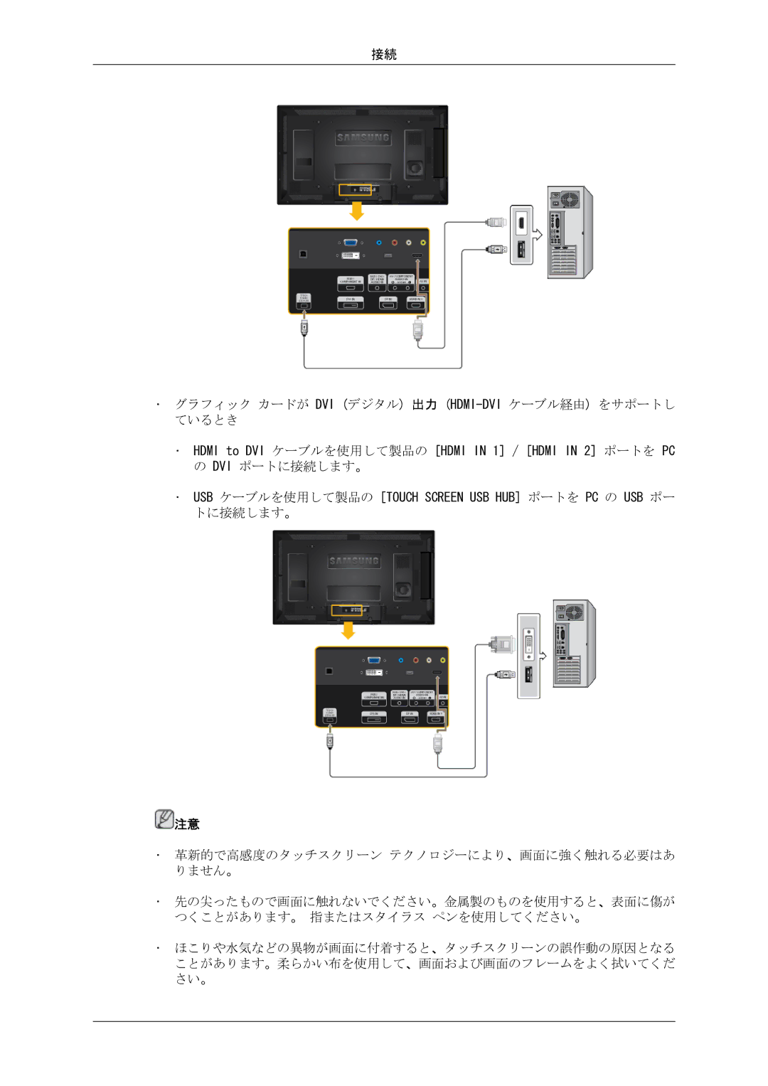 Samsung LH40CRPMBC/XJ, LH46CRPMBC/XJ, LH46CRPMBD/XJ, LH40CRPMBD/XJ manual グラフィック カードが Dvi デジタル 出力 Hdmi-Dviケーブル経由 をサポートし ているとき 