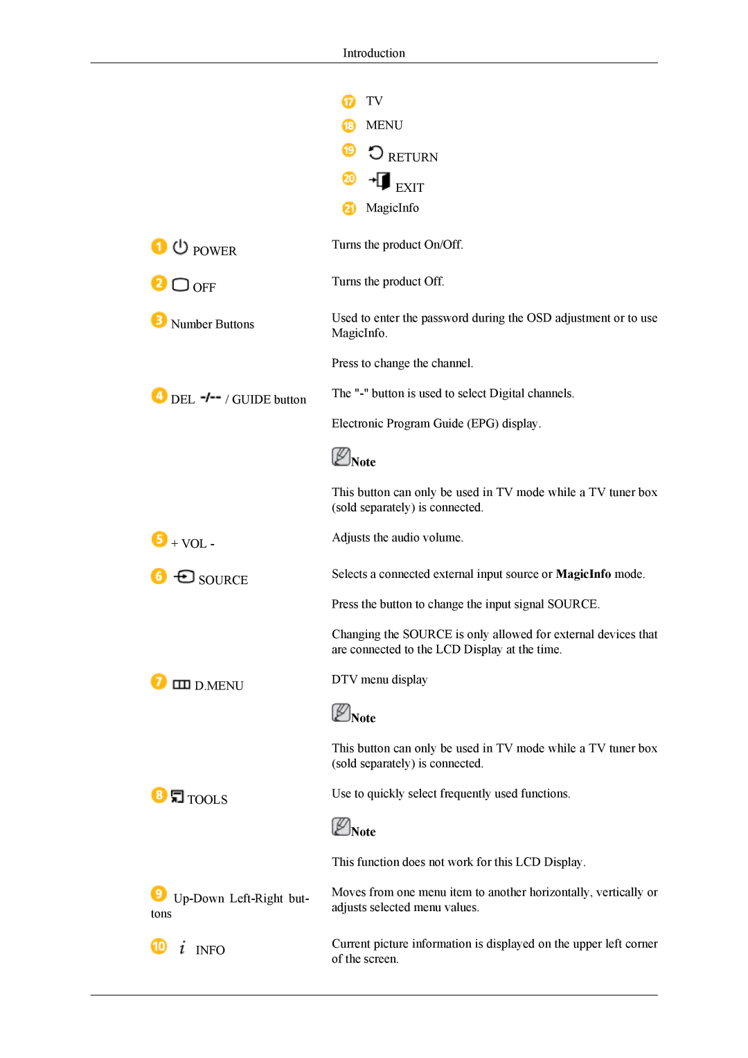 Samsung LH40CRPMBD/NG, LH46CRPMBD/EN, LH46CRPMBC/EN, LH40CRPMBD/EN, LH40CRPMBC/EN, LH46CRPMBC/XJ, LH46CRPMBD/XJ manual Power 