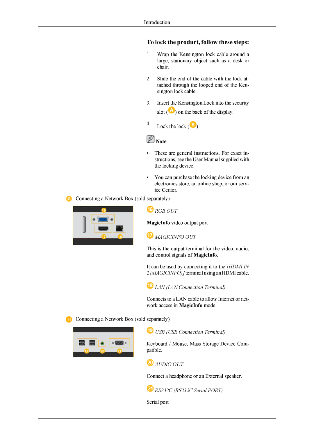 Samsung LH46CRPMBD/HD, LH46CRPMBD/EN, LH46CRPMBC/EN, LH40CRPMBD/EN, LH40CRPMBC/EN, LH46CRPMBC/XJ manual Rgb Out, Magicinfo OUT 