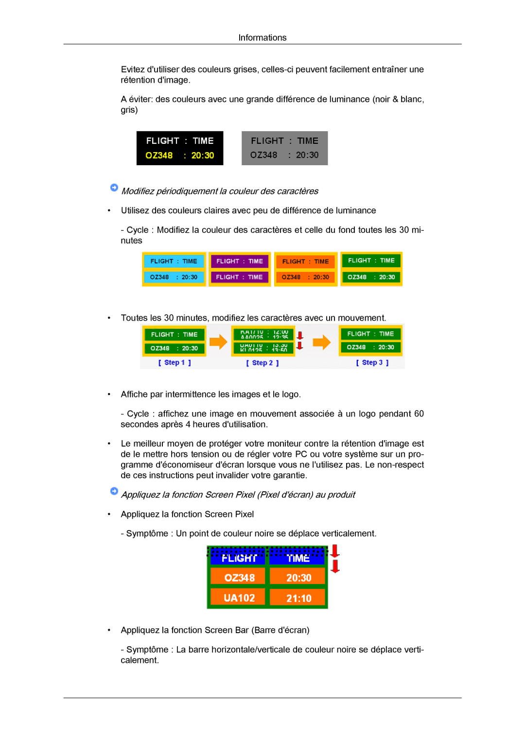 Samsung LH46CRPMBD/EN, LH46CRPMBC/EN, LH40CRPMBD/EN, LH40CRPMBC/EN manual Modifiez périodiquement la couleur des caractères 