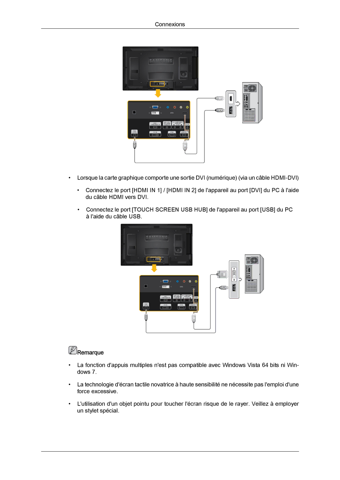 Samsung LH46CRPMBD/EN, LH46CRPMBC/EN, LH40CRPMBD/EN, LH40CRPMBC/EN manual Remarque 