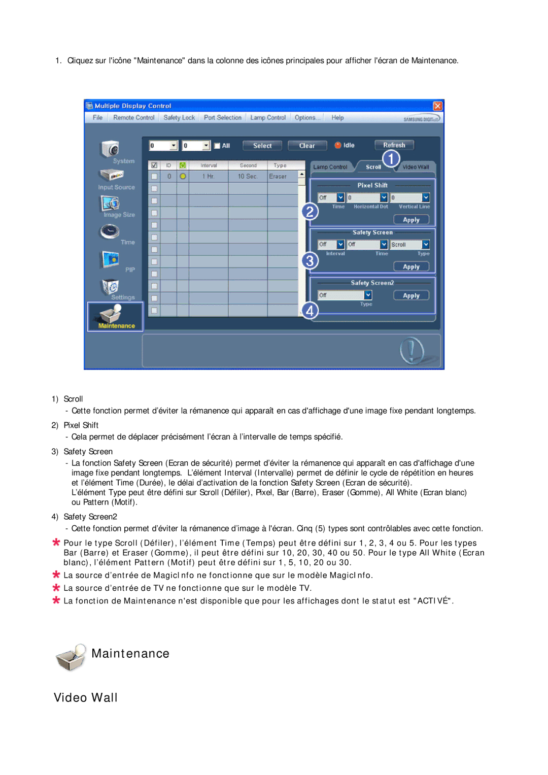 Samsung LH40CRPMBC/EN, LH46CRPMBD/EN, LH46CRPMBC/EN, LH40CRPMBD/EN manual Maintenance Video Wall 