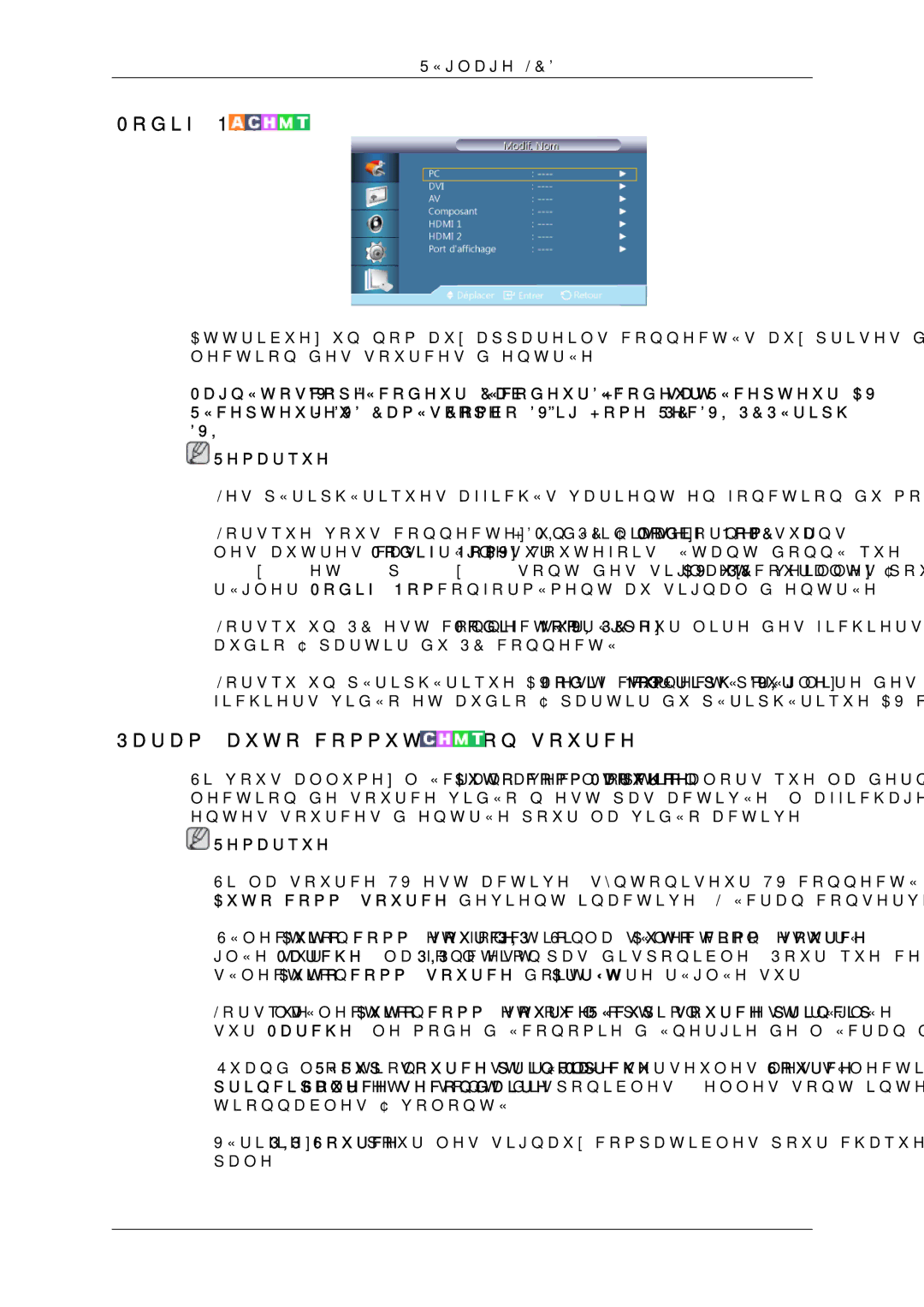 Samsung LH46CRPMBD/EN, LH46CRPMBC/EN, LH40CRPMBD/EN, LH40CRPMBC/EN manual Modif. Nom, Param. auto-commutation source 