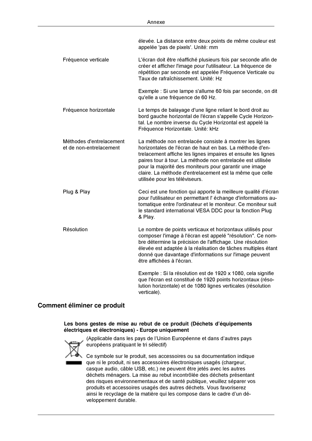 Samsung LH40CRPMBD/EN, LH46CRPMBD/EN, LH46CRPMBC/EN, LH40CRPMBC/EN manual Comment éliminer ce produit 