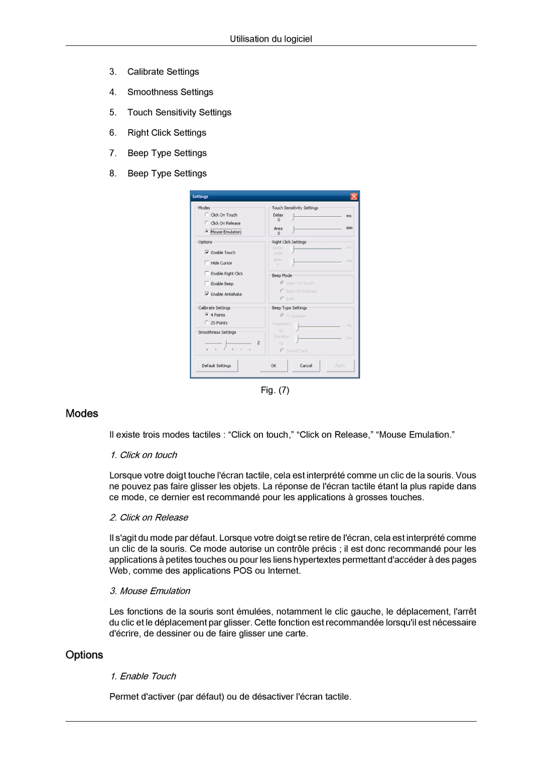 Samsung LH46CRPMBC/EN, LH46CRPMBD/EN, LH40CRPMBD/EN, LH40CRPMBC/EN manual Modes, Options 