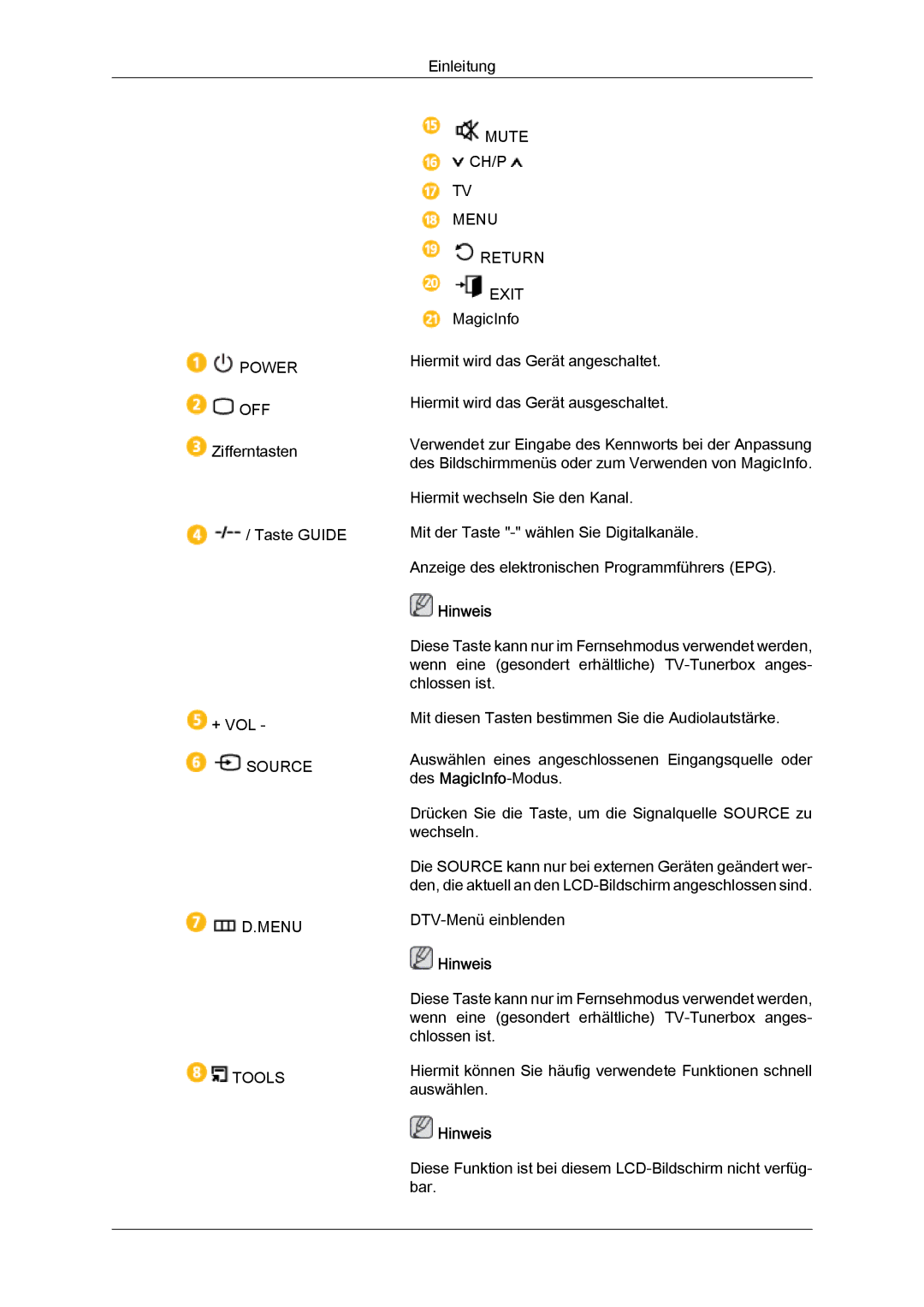 Samsung LH46CRPMBD/EN, LH46CRPMBC/EN, LH40CRPMBD/EN, LH40CRPMBC/EN manual Power 