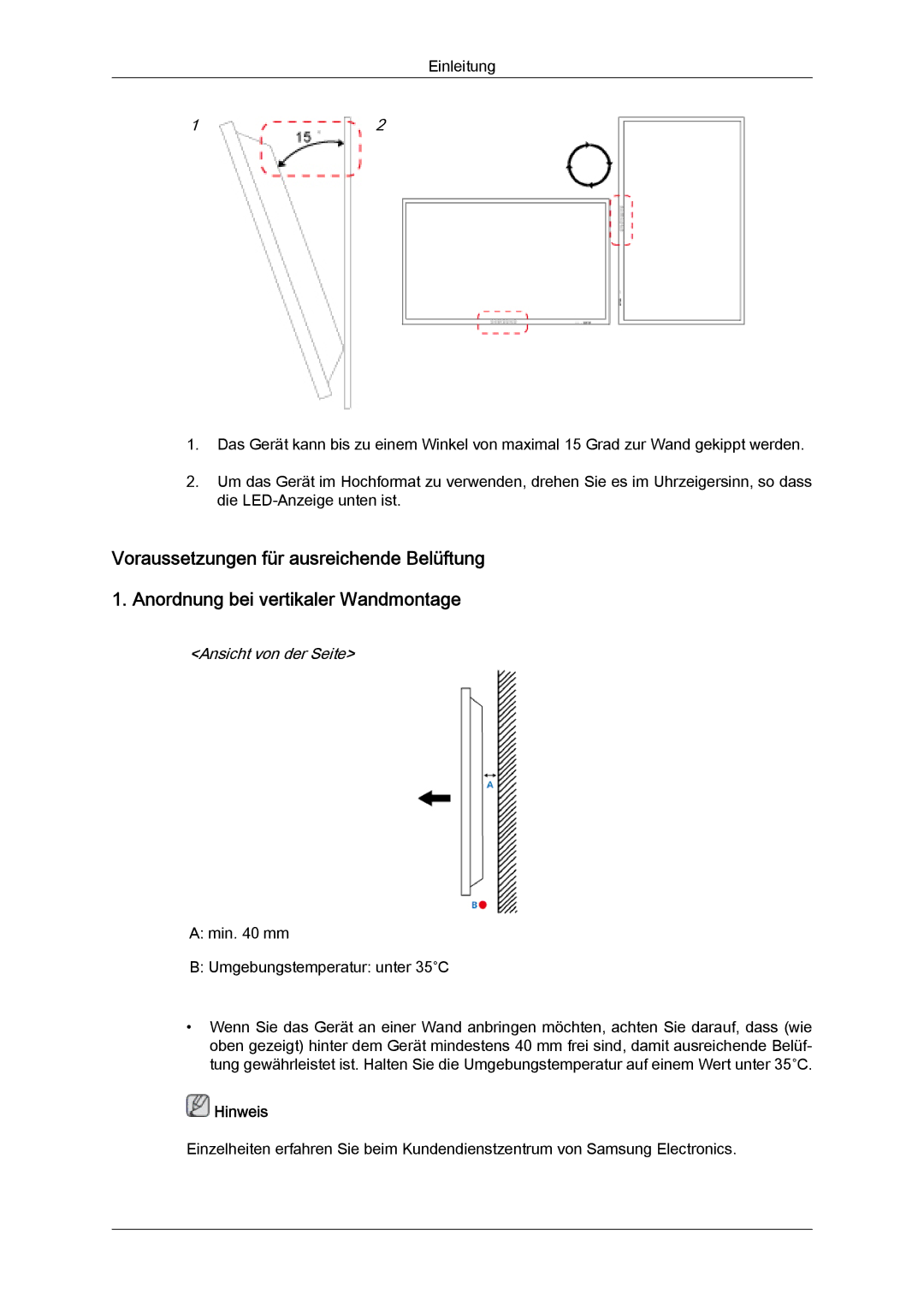 Samsung LH40CRPMBC/EN, LH46CRPMBD/EN, LH46CRPMBC/EN, LH40CRPMBD/EN manual Ansicht von der Seite 