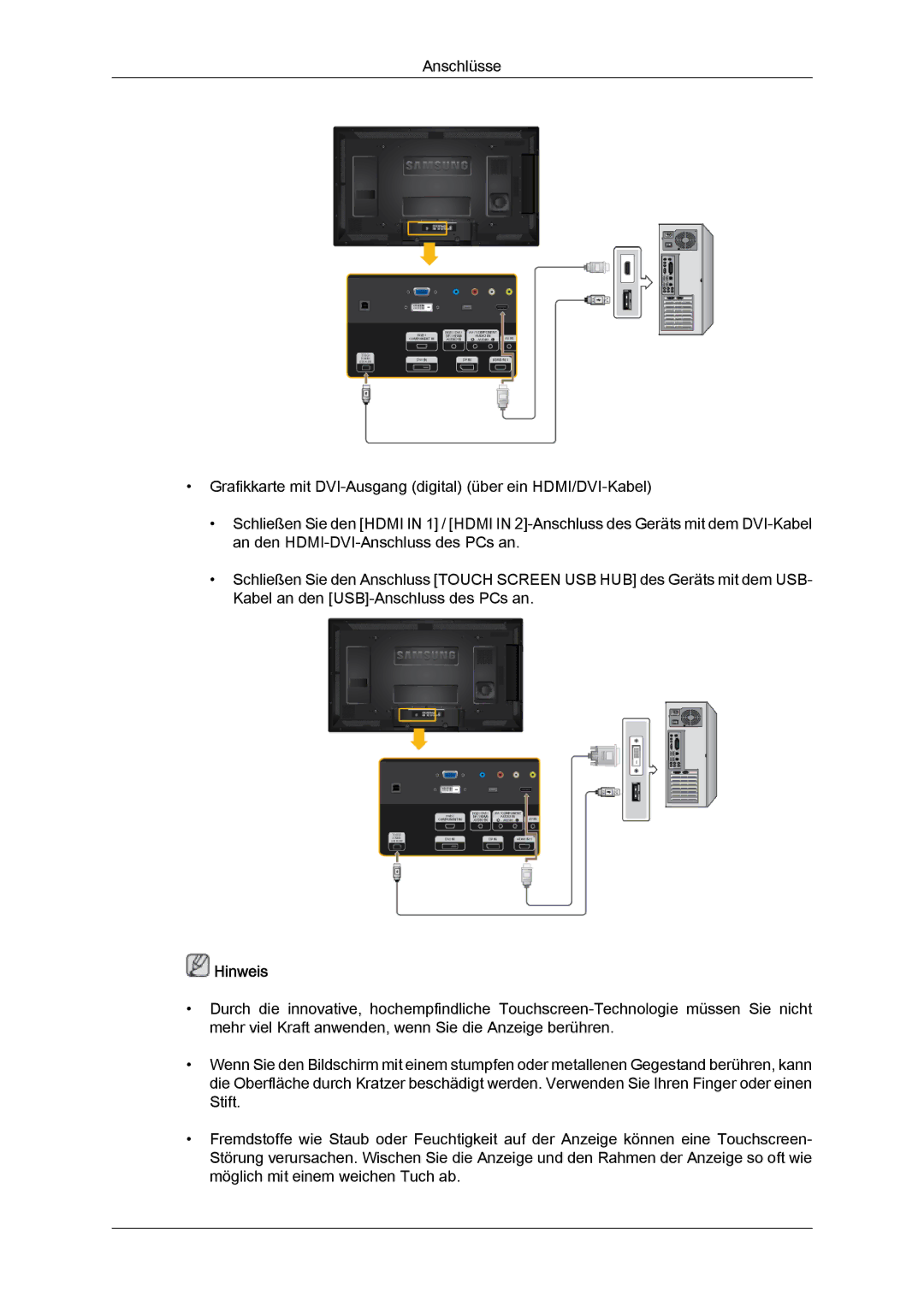 Samsung LH40CRPMBD/EN, LH46CRPMBD/EN, LH46CRPMBC/EN, LH40CRPMBC/EN manual Hinweis 