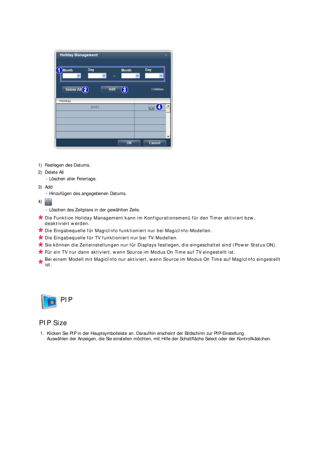 Samsung LH40CRPMBC/EN, LH46CRPMBD/EN, LH46CRPMBC/EN, LH40CRPMBD/EN manual Pip, PIP Size 