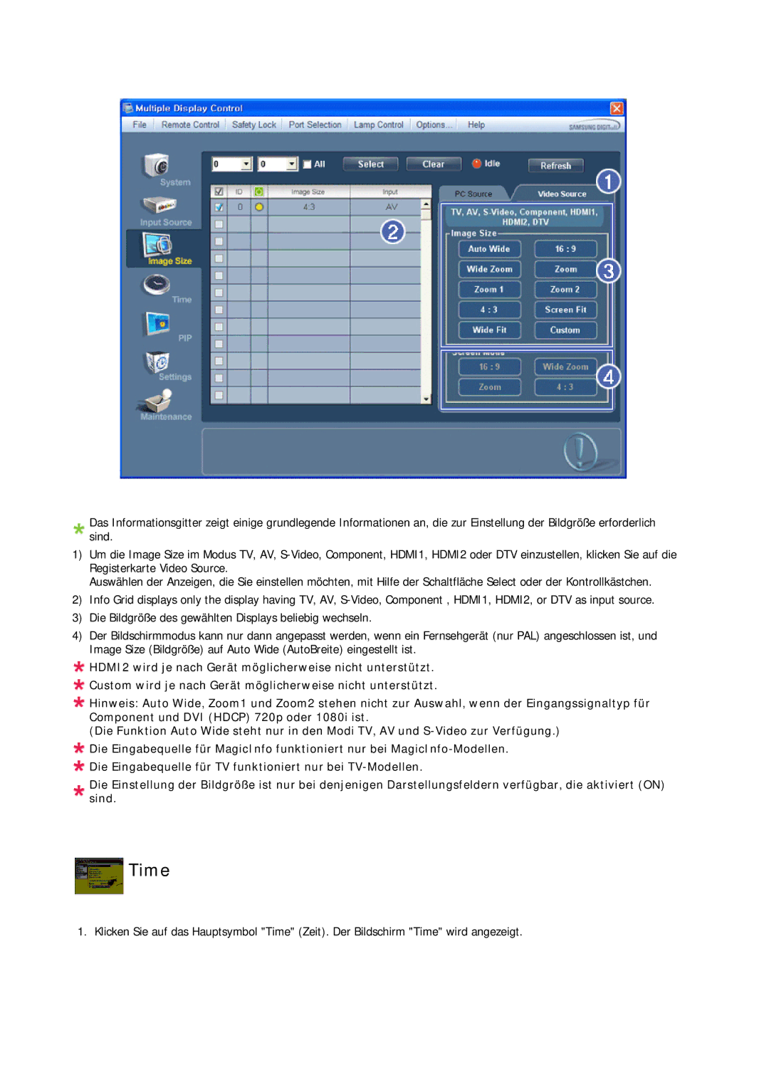 Samsung LH46CRPMBC/EN, LH46CRPMBD/EN, LH40CRPMBD/EN, LH40CRPMBC/EN manual Time 