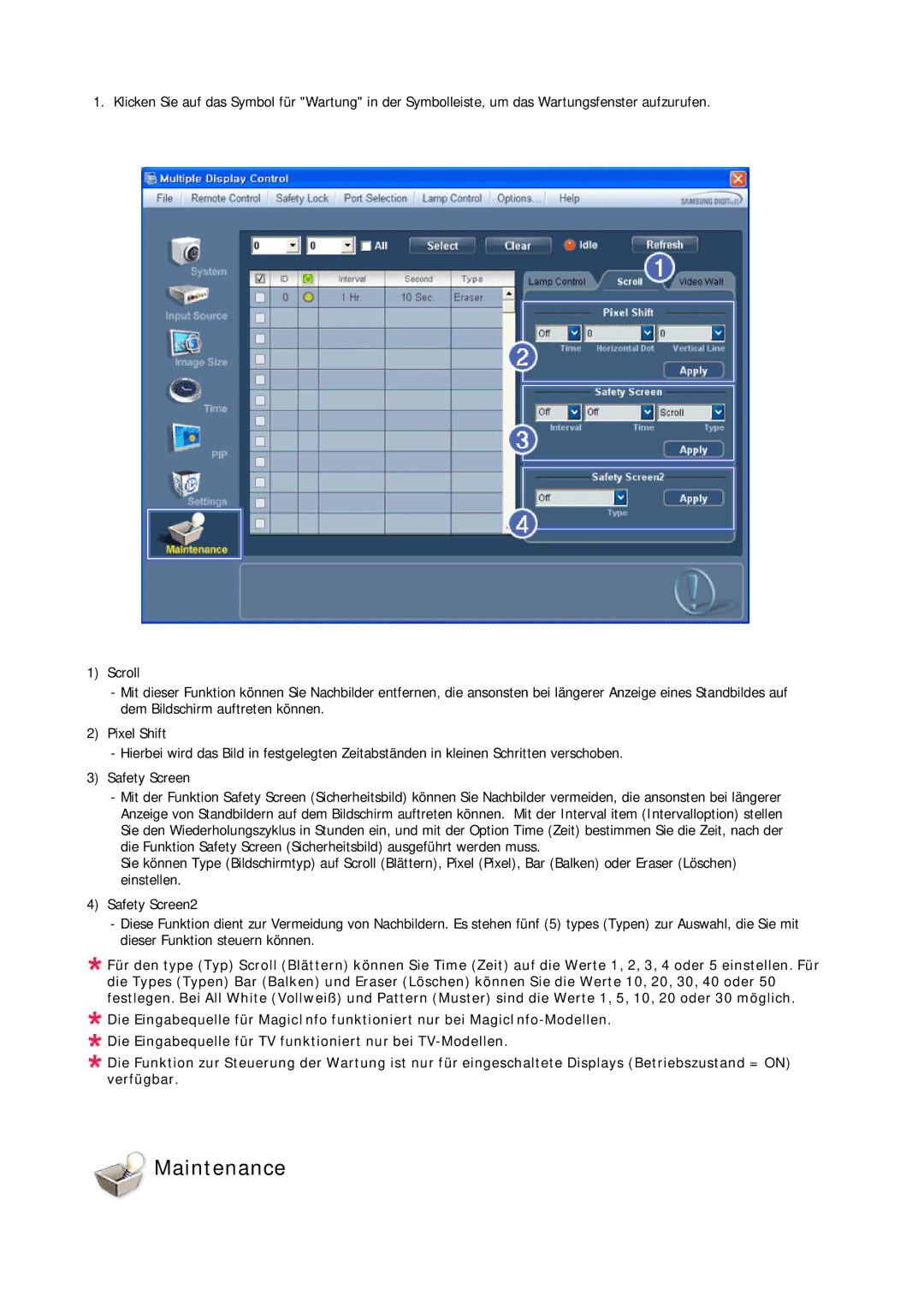 Samsung LH46CRPMBC/EN, LH46CRPMBD/EN, LH40CRPMBD/EN, LH40CRPMBC/EN manual Maintenance 