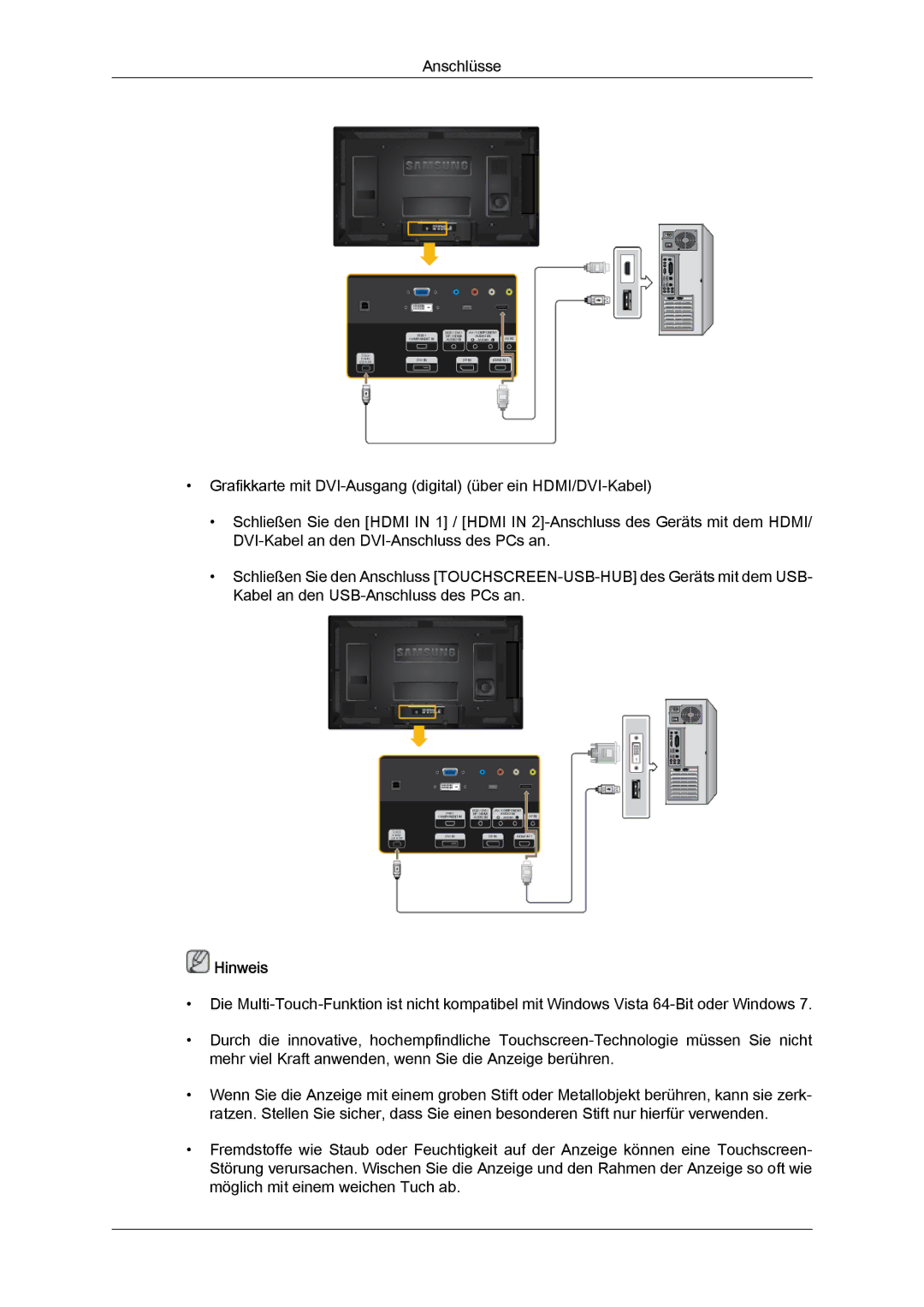 Samsung LH40CRPMBD/EN, LH46CRPMBD/EN, LH46CRPMBC/EN, LH40CRPMBC/EN manual Hinweis 