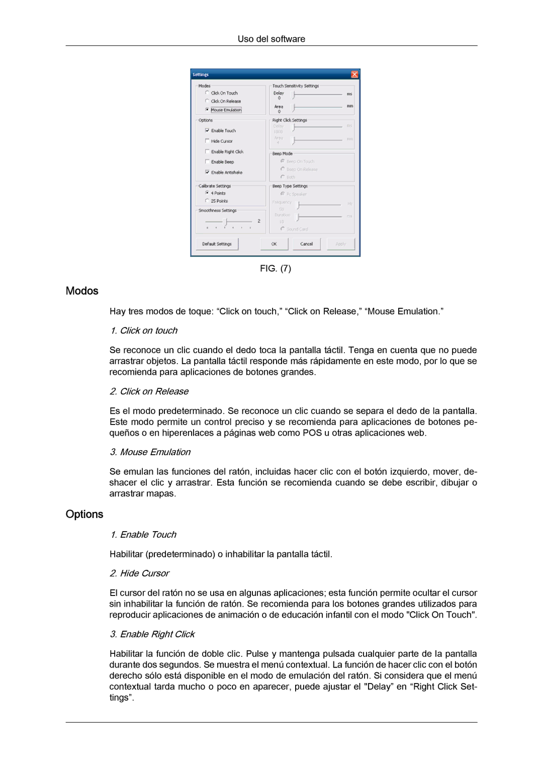 Samsung LH46CRPMBC/EN, LH46CRPMBD/EN, LH40CRPMBD/EN, LH40CRPMBC/EN manual Modos, Options 