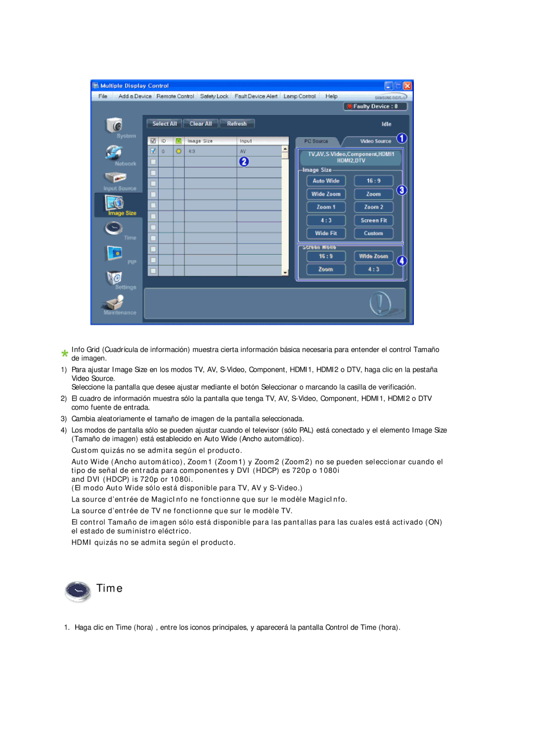 Samsung LH40CRPMBD/EN, LH46CRPMBD/EN, LH46CRPMBC/EN, LH40CRPMBC/EN manual Time 