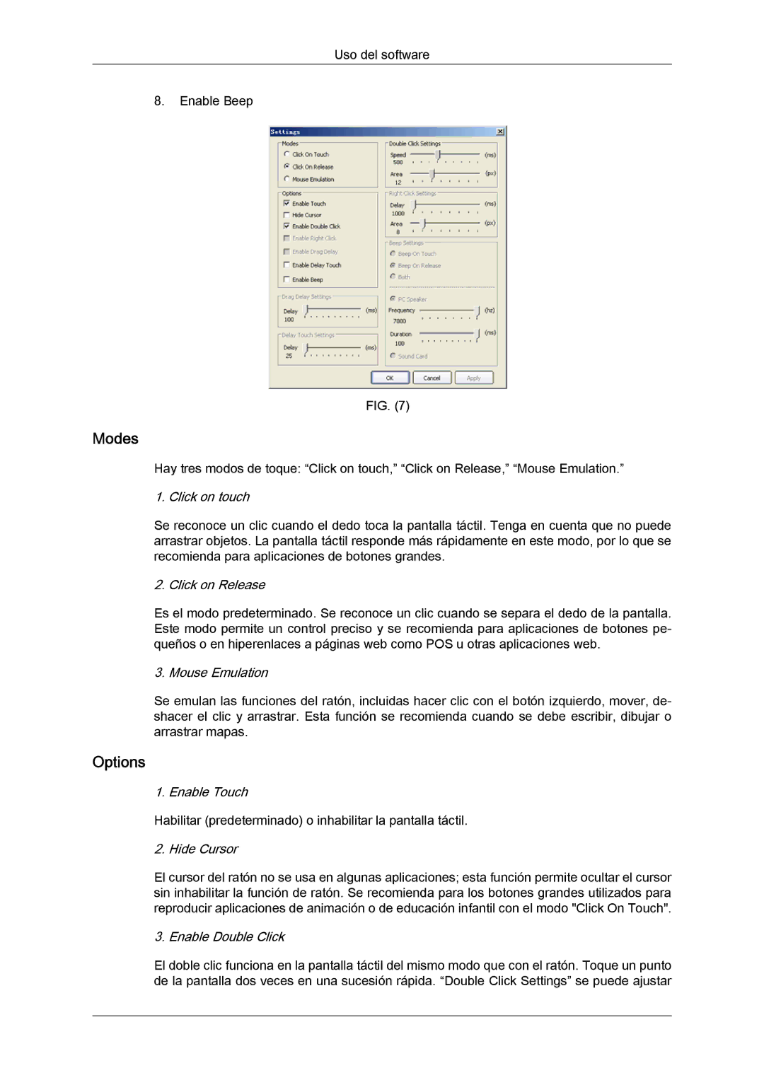 Samsung LH46CRPMBC/EN, LH46CRPMBD/EN, LH40CRPMBD/EN, LH40CRPMBC/EN manual Modes, Options 