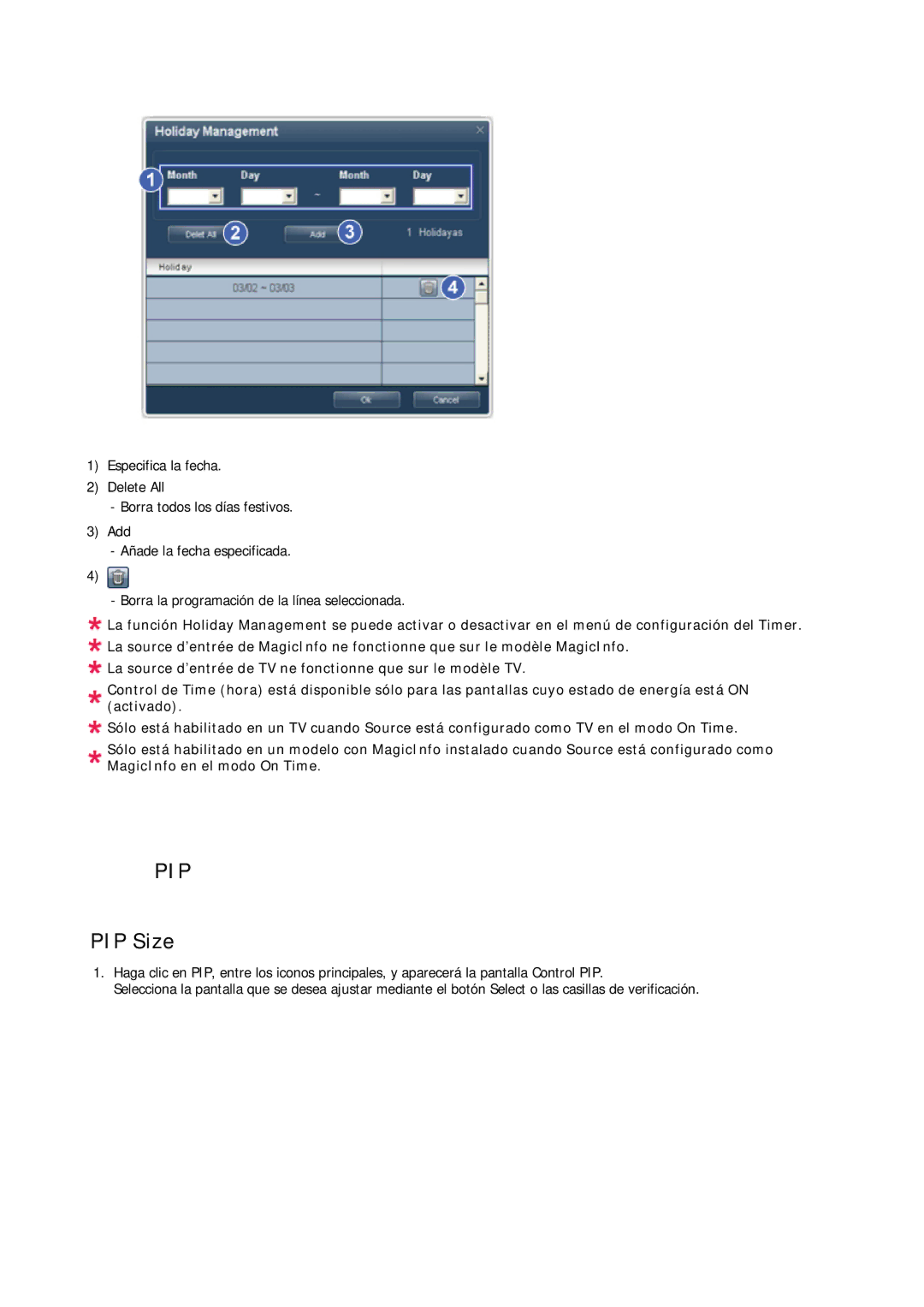 Samsung LH40CRPMBD/EN, LH46CRPMBD/EN, LH46CRPMBC/EN, LH40CRPMBC/EN manual Pip, PIP Size 