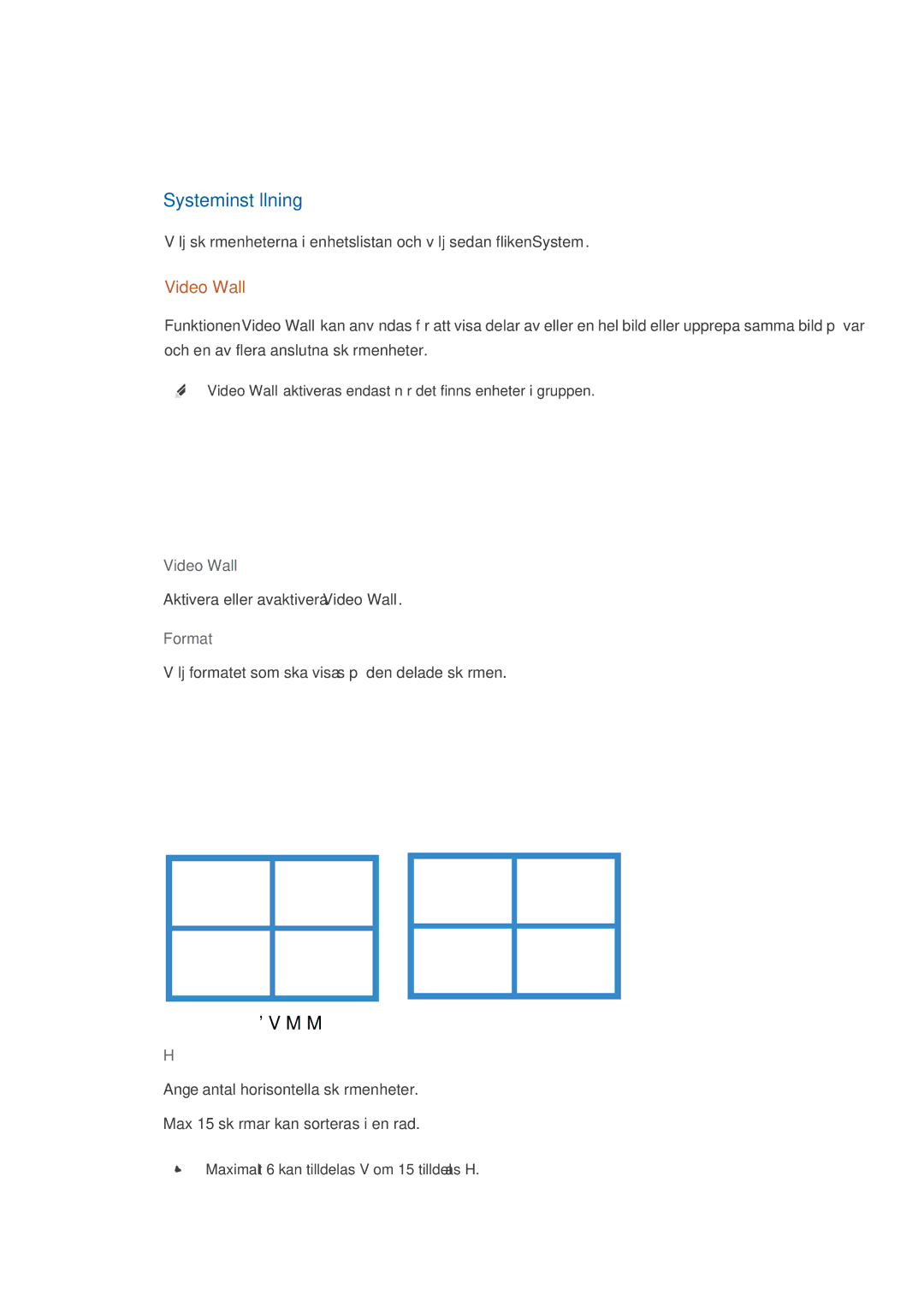 Samsung LH40CRPMBD/EN, LH46CRPMBD/EN, LH46CRPMBC/EN, LH40CRPMBC/EN manual Systeminställning, Video Wall, Format 