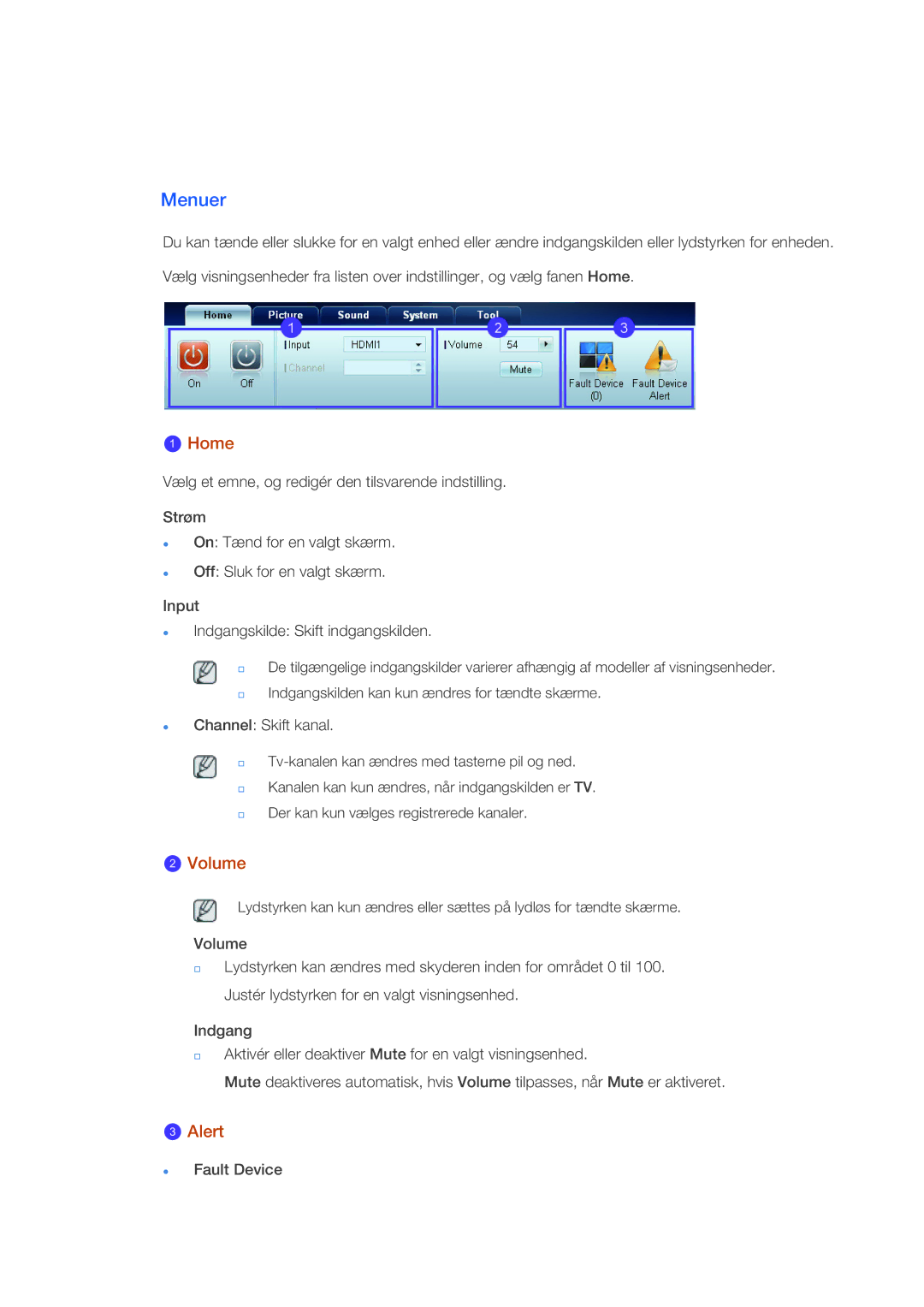 Samsung LH46CRPMBC/EN, LH46CRPMBD/EN, LH40CRPMBD/EN, LH40CRPMBC/EN manual Menuer, Home, Volume, Alert 