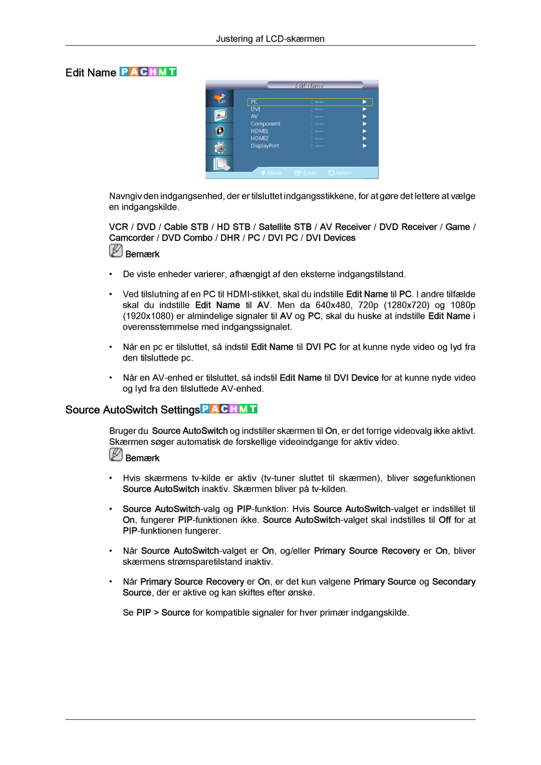 Samsung LH40CRPMBD/EN, LH46CRPMBD/EN, LH46CRPMBC/EN, LH40CRPMBC/EN manual Edit Name, Source AutoSwitch Settings 