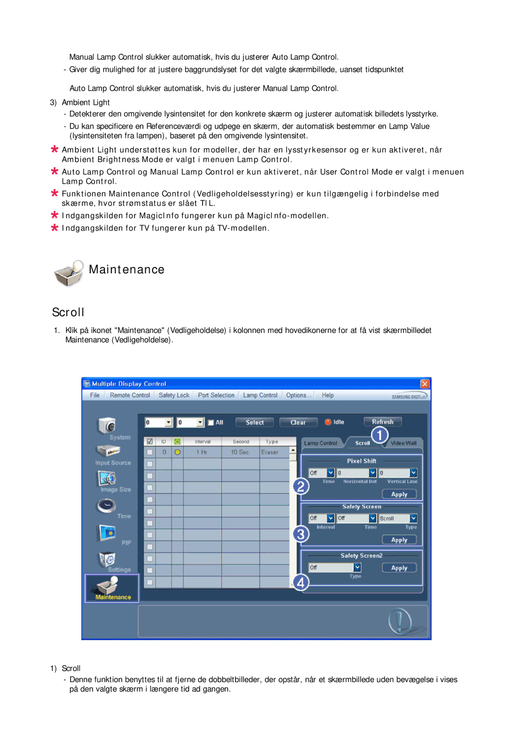 Samsung LH46CRPMBC/EN, LH46CRPMBD/EN, LH40CRPMBD/EN, LH40CRPMBC/EN manual Maintenance Scroll 