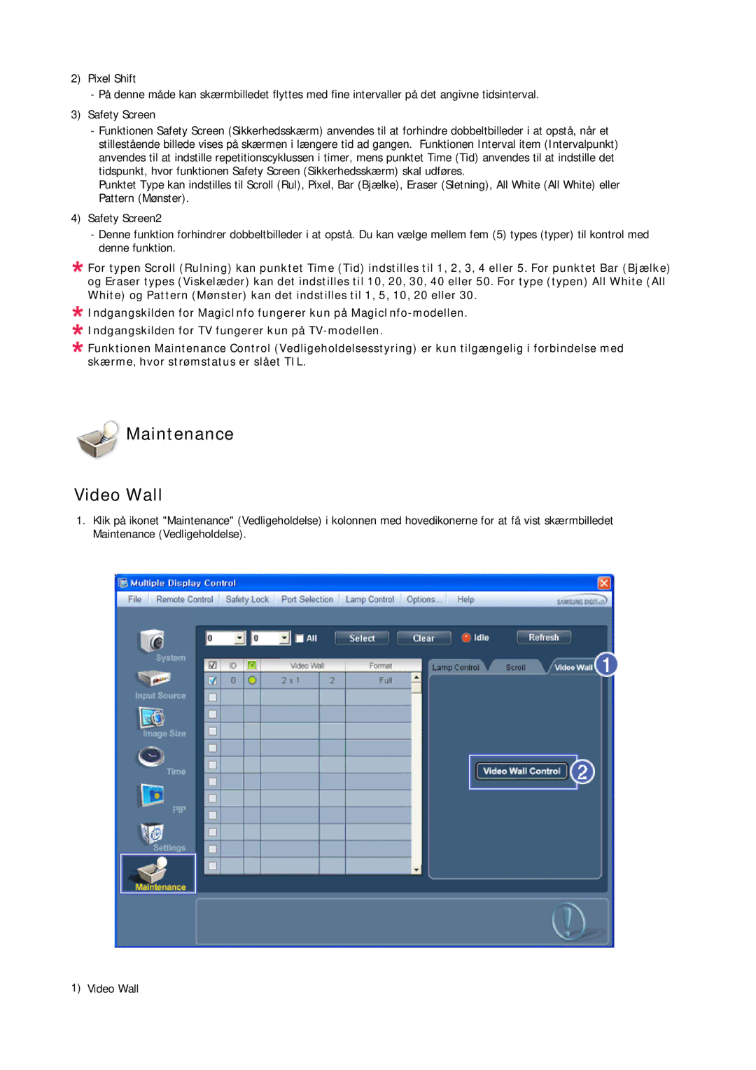 Samsung LH40CRPMBD/EN, LH46CRPMBD/EN, LH46CRPMBC/EN, LH40CRPMBC/EN manual Maintenance Video Wall 