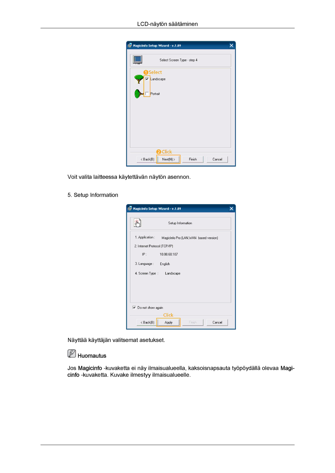 Samsung LH40CRPMBC/EN, LH46CRPMBD/EN, LH46CRPMBC/EN, LH40CRPMBD/EN manual Huomautus 