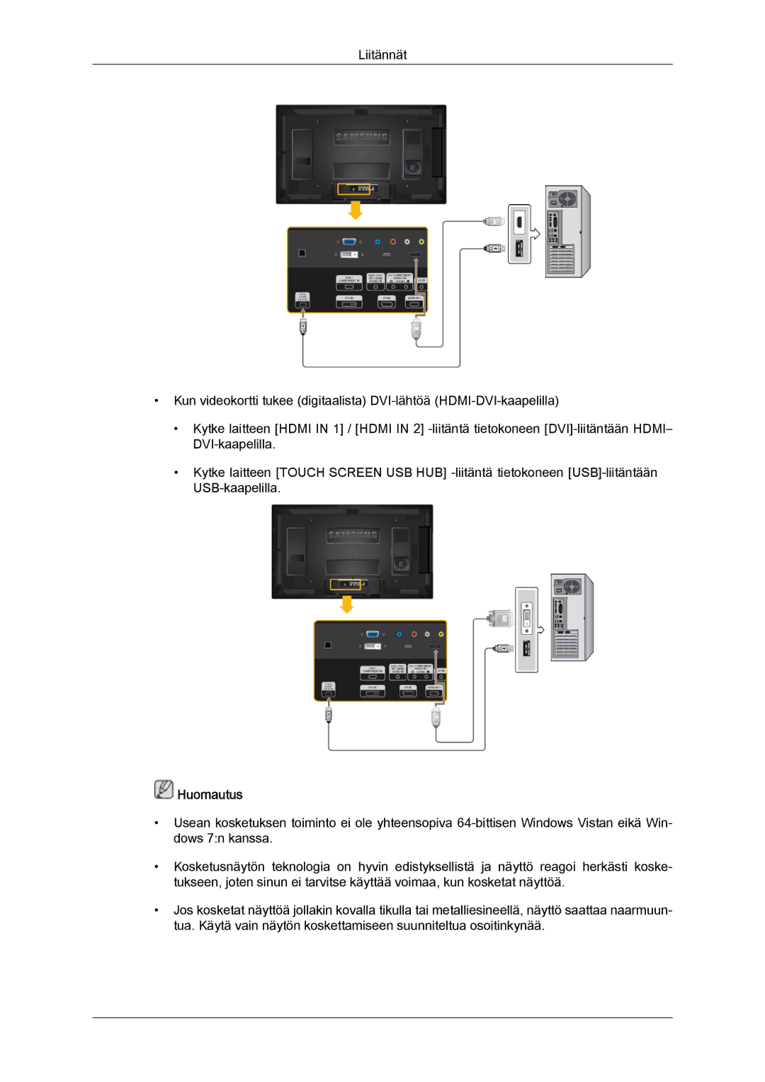 Samsung LH40CRPMBD/EN, LH46CRPMBD/EN, LH46CRPMBC/EN, LH40CRPMBC/EN manual Huomautus 