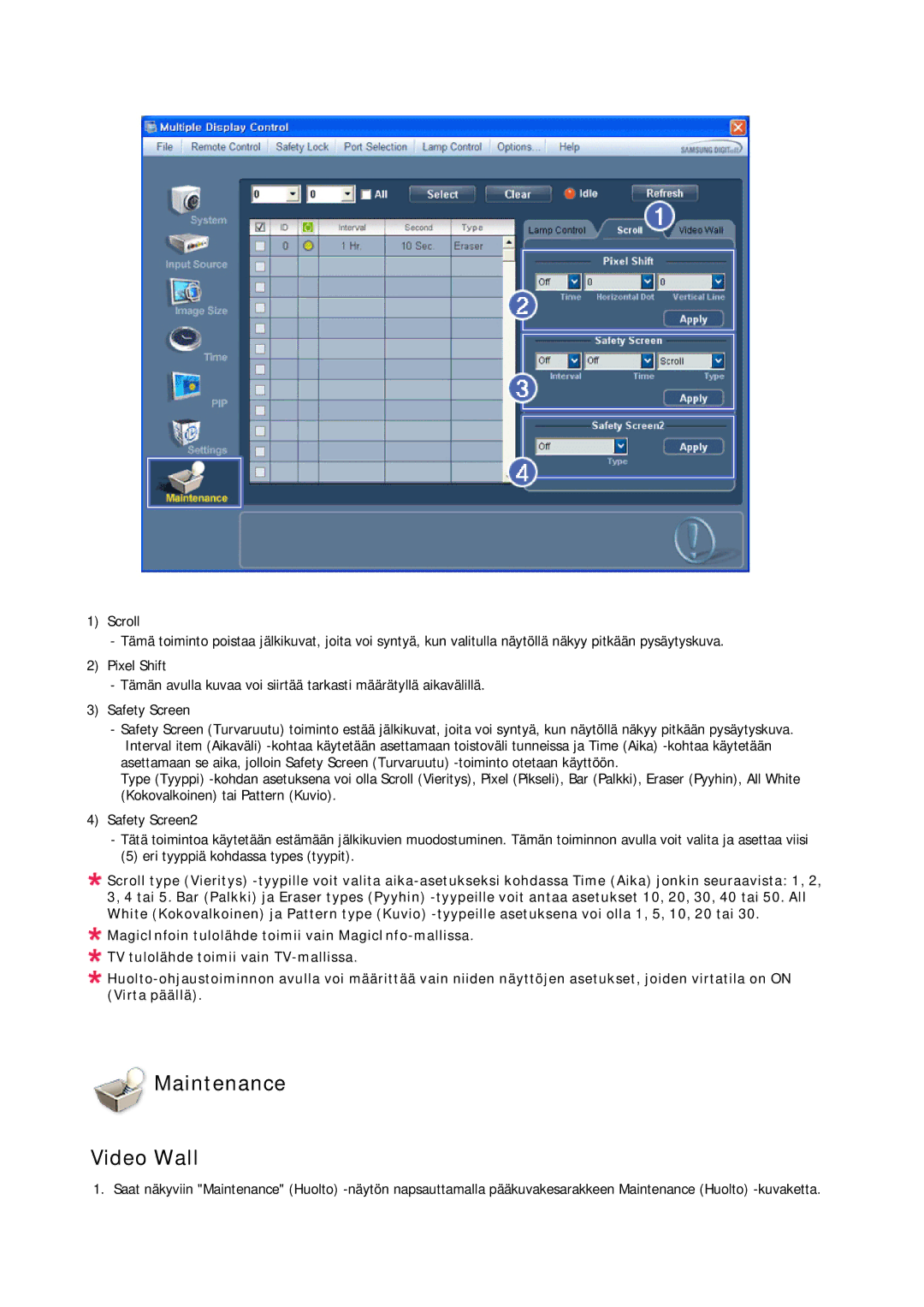 Samsung LH46CRPMBC/EN, LH46CRPMBD/EN, LH40CRPMBD/EN, LH40CRPMBC/EN manual Maintenance Video Wall 