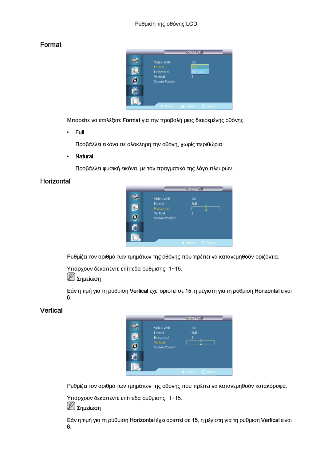 Samsung LH46CRPMBD/EN, LH46CRPMBC/EN, LH40CRPMBD/EN manual Format, Horizontal, Vertical, Full 