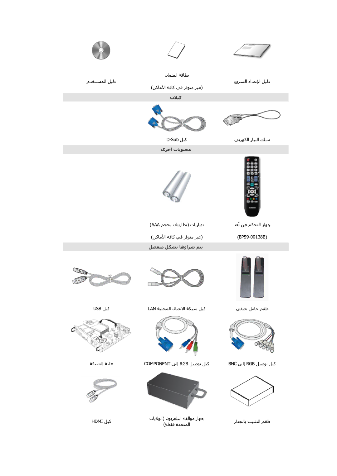 Samsung LH46CSPLBC/HD, LH46CSPLBC/EN, LH40CSPLBC/EN, LH40CSPLBC/HD, LH46CSPLBC/NG تﻼﺒآ, ىﺮﺧأ تﺎﻳﻮﺘﺤﻣ, ﻞﺼﻔﻨﻣ ﻞﻜﺸﺑ ﺎهؤاﺮﺷ ﻢﺘﻳ 