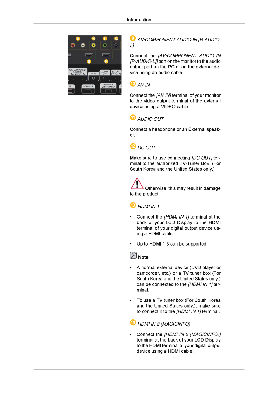 Samsung LH40CSPLBC/EN, LH46CSPLBC/EN, LH40CSPLBC/ZA, LH40CSPMBC/EN, LH46CSPLBC/ZA manual Audio OUT 