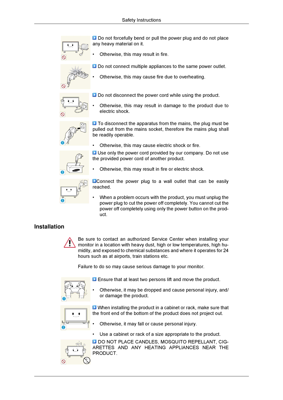 Samsung LH46CSPLBC/ZA, LH46CSPLBC/EN, LH40CSPLBC/EN, LH40CSPLBC/ZA, LH40CSPMBC/EN manual Installation 