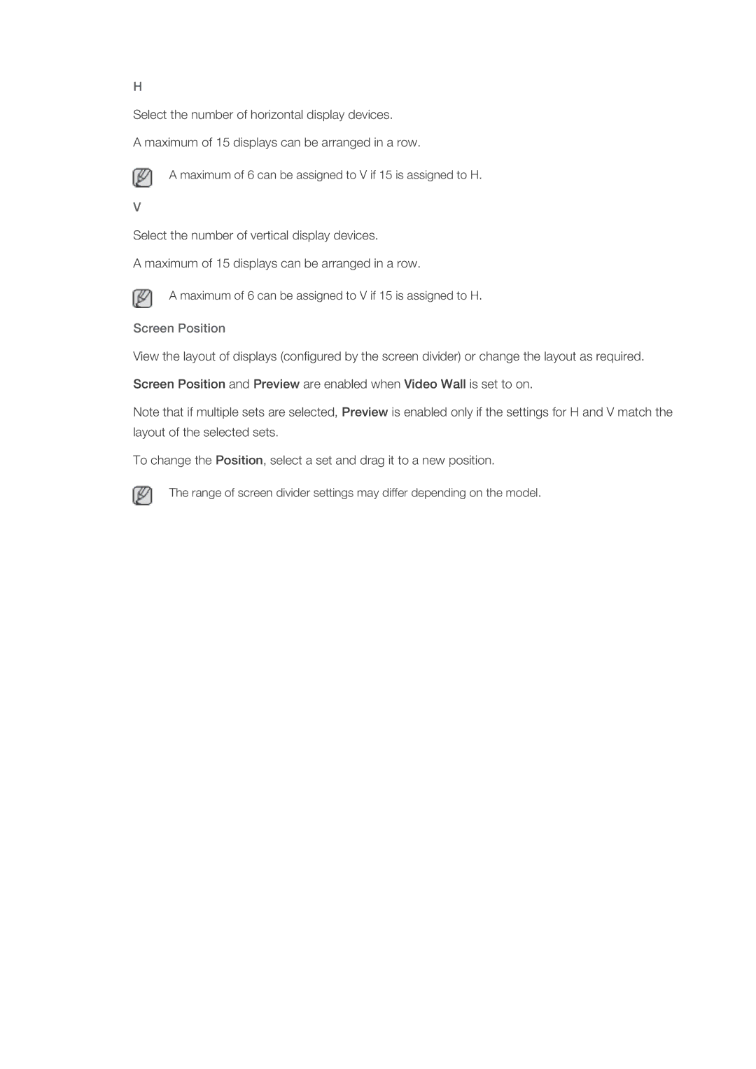 Samsung LH46CSPLBC/EN, LH40CSPLBC/EN, LH40CSPLBC/ZA, LH40CSPMBC/EN, LH46CSPLBC/ZA manual Screen Position 