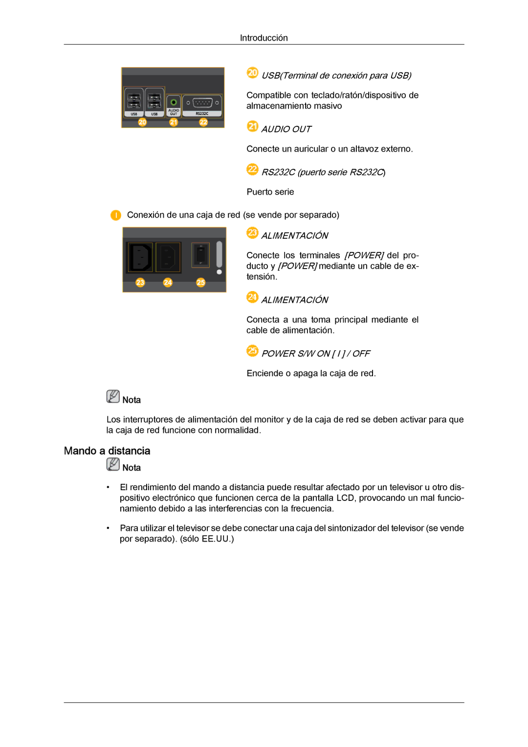 Samsung LH46CSPLBC/ZA, LH46CSPLBC/EN, LH40CSPLBC/EN, LH40CSPLBC/ZA, LH40CSPMBC/EN manual Mando a distancia 