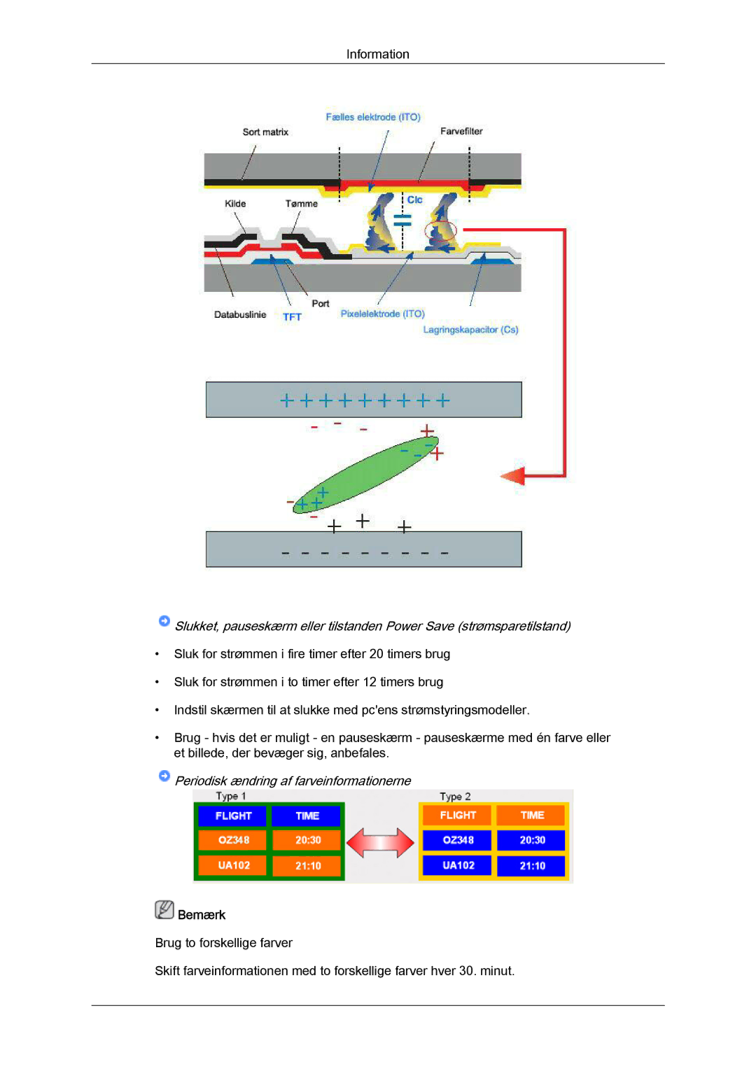 Samsung LH46CSPLBC/EN, LH40CSPLBC/EN, LH40CSPLSC/EN, LH46CSPLSC/EN manual Periodisk ændring af farveinformationerne 