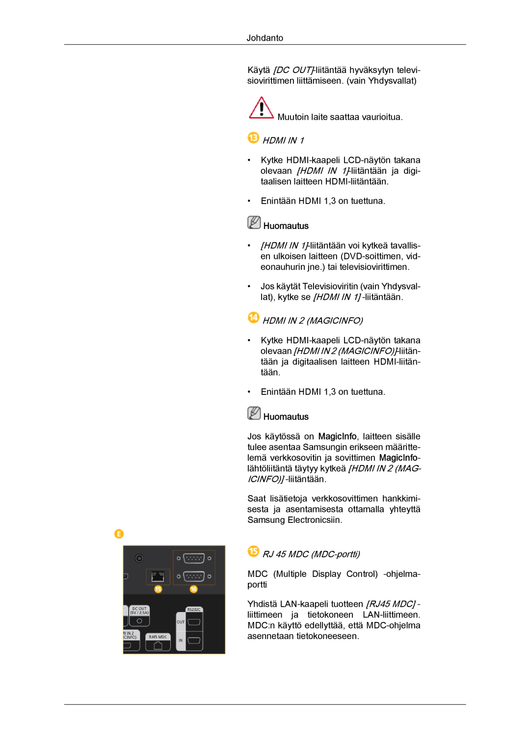 Samsung LH46CSPLBC/EN, LH40CSPLBC/EN, LH40CSPLSC/EN, LH46CSPLSC/EN manual Hdmi 